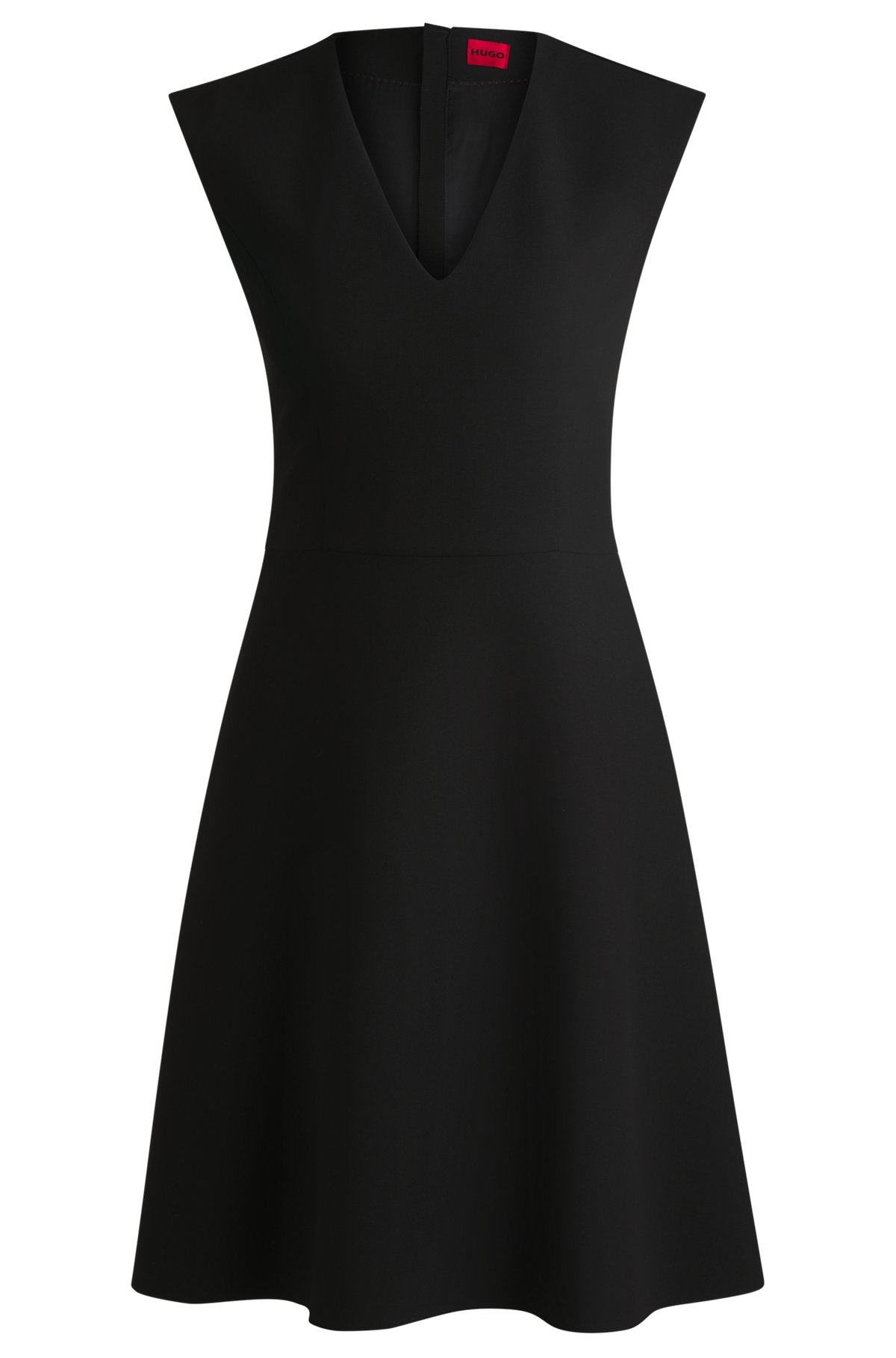 SLEEVELESS DRESS IN STRETCH FABRIC WITH SWING SKIRT - 1