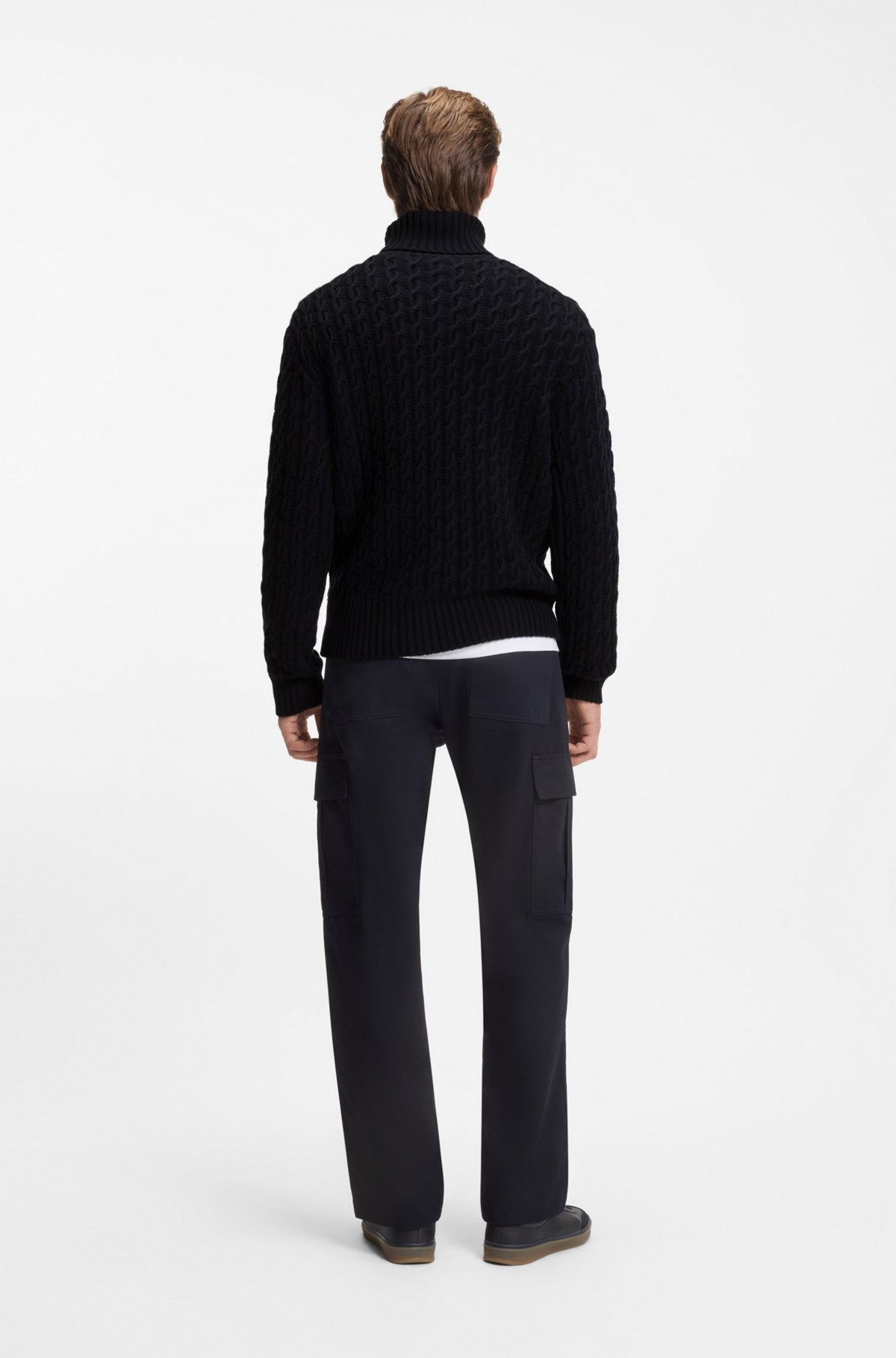BECKHAM X BOSS CABLE-KNIT SWEATER IN WOOL AND CASHMERE - 5