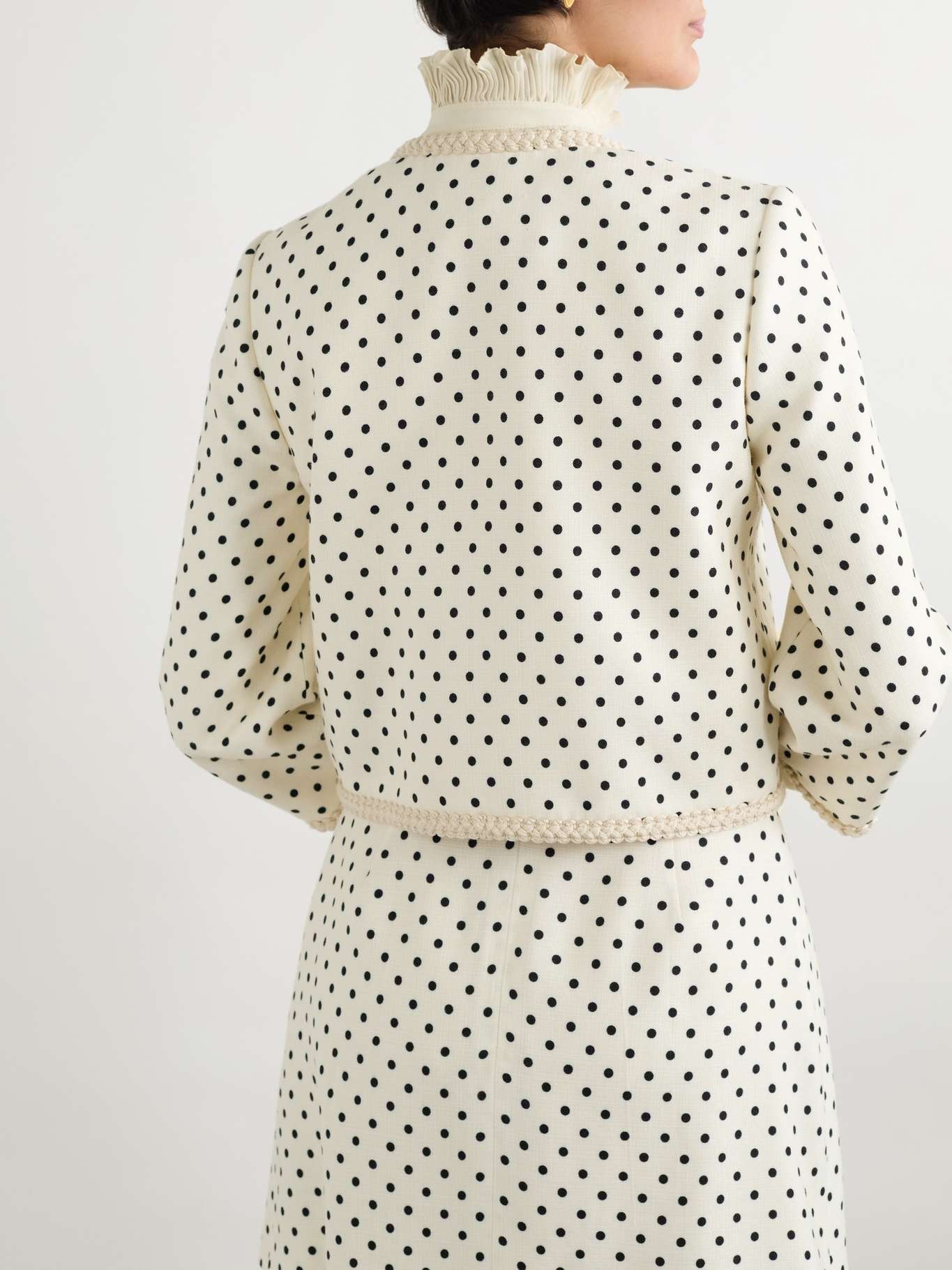 Embroidered polka-dot woven jacket Cream - 4