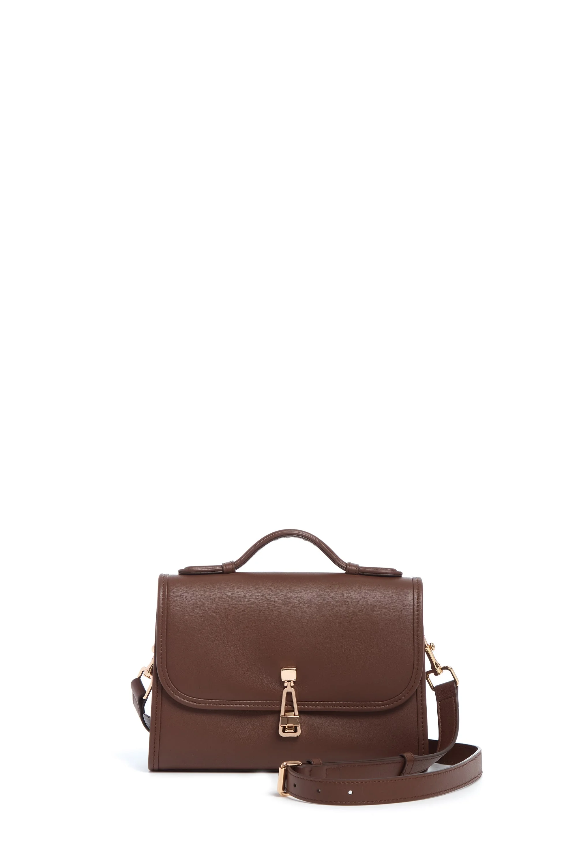 Small Leonora Flap Bag in Chocolate Leather - 1
