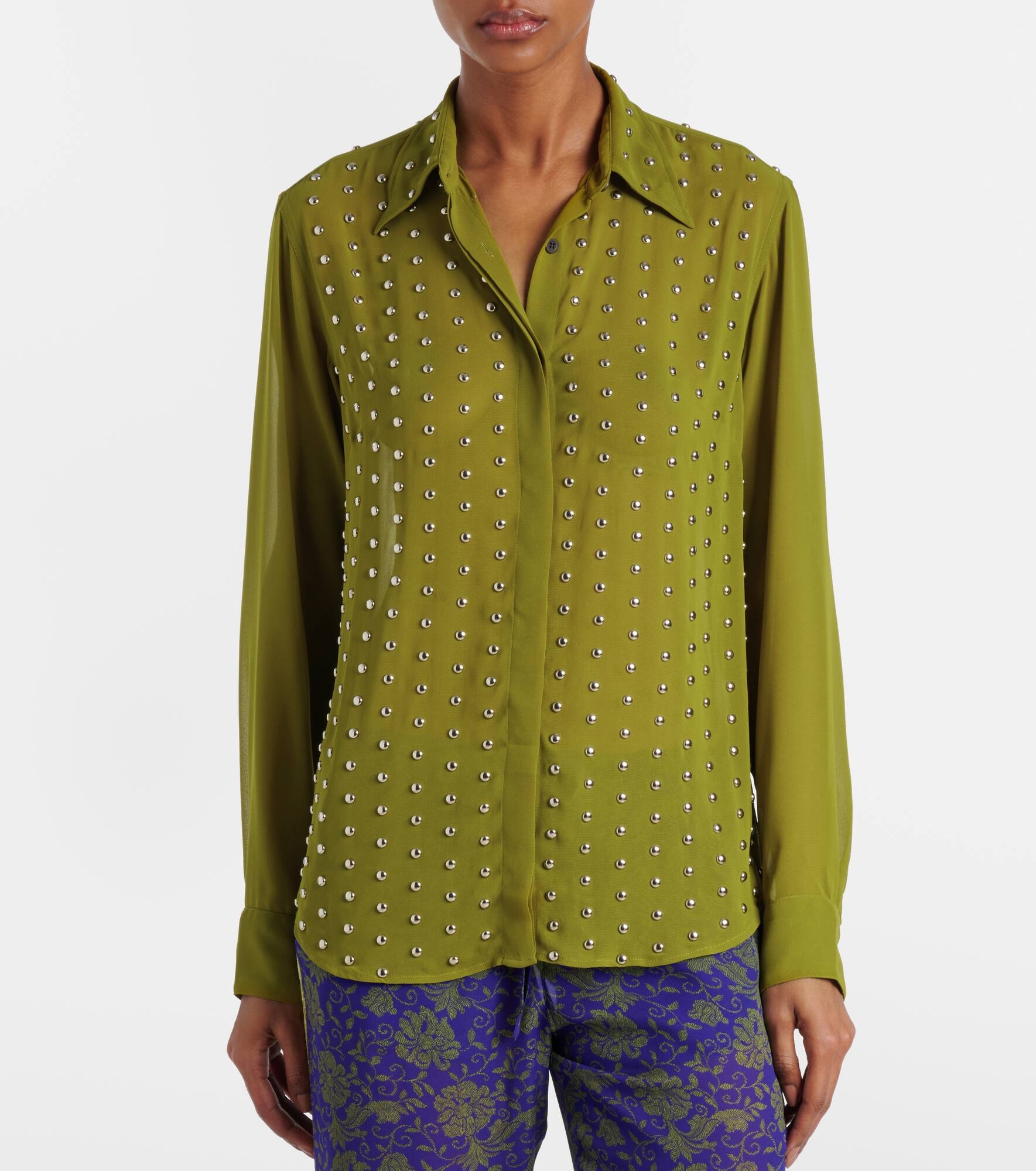 Chowy studded semi-sheer shirt - 6