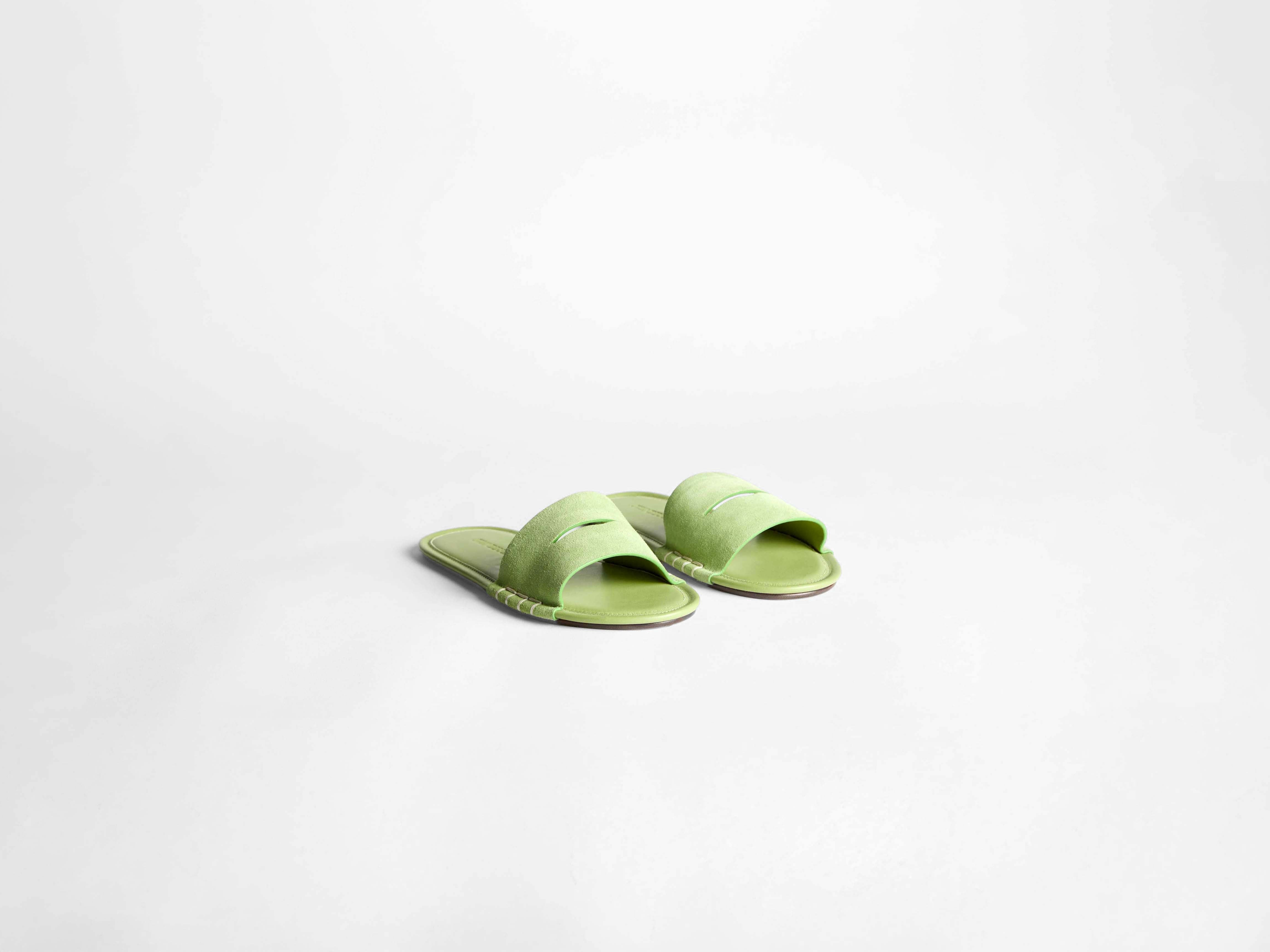 WOMENS LOAFER MULE SLIDES IN LIME GREEN - 4