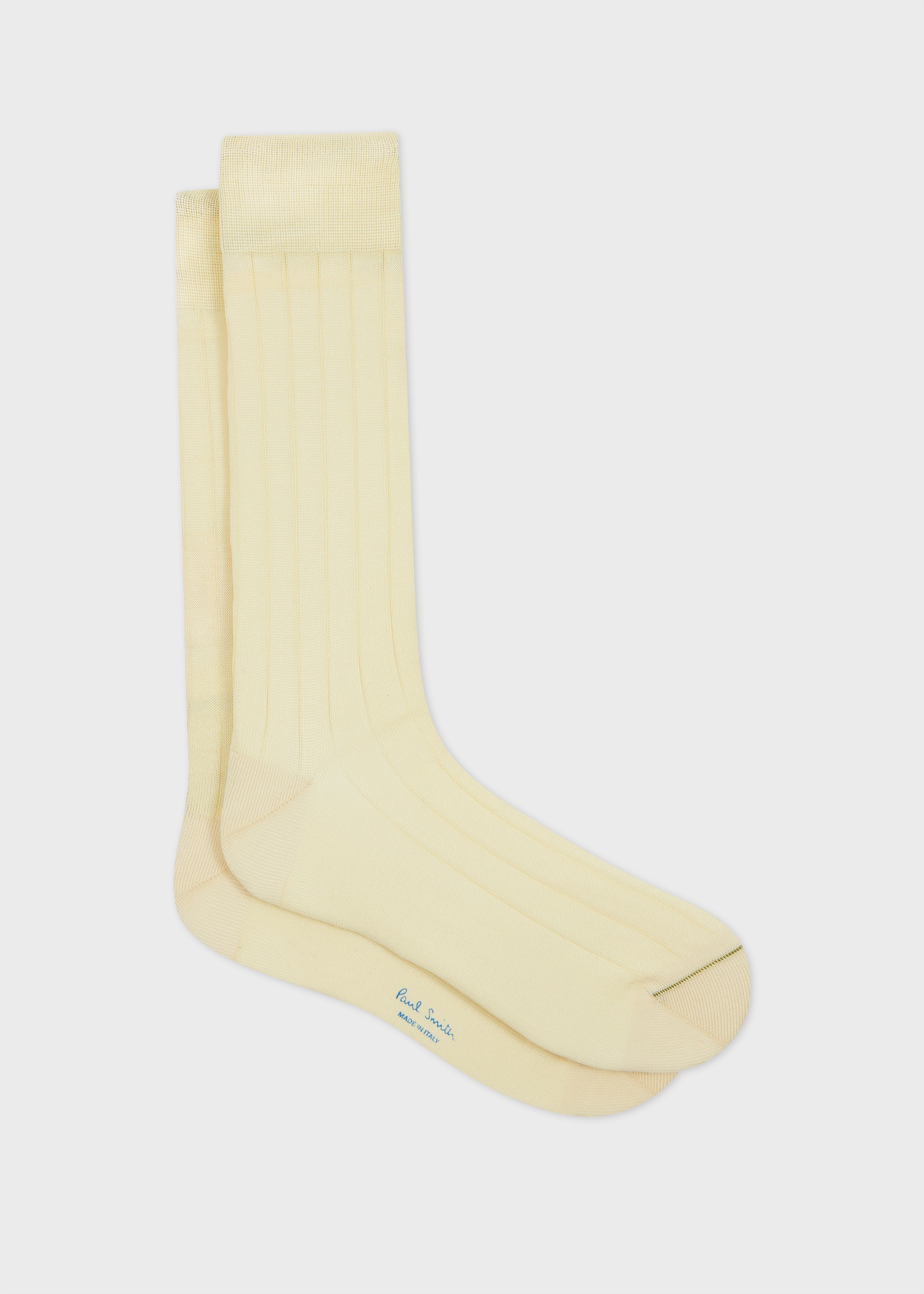 Cream Ribbed Cotton Socks - 1