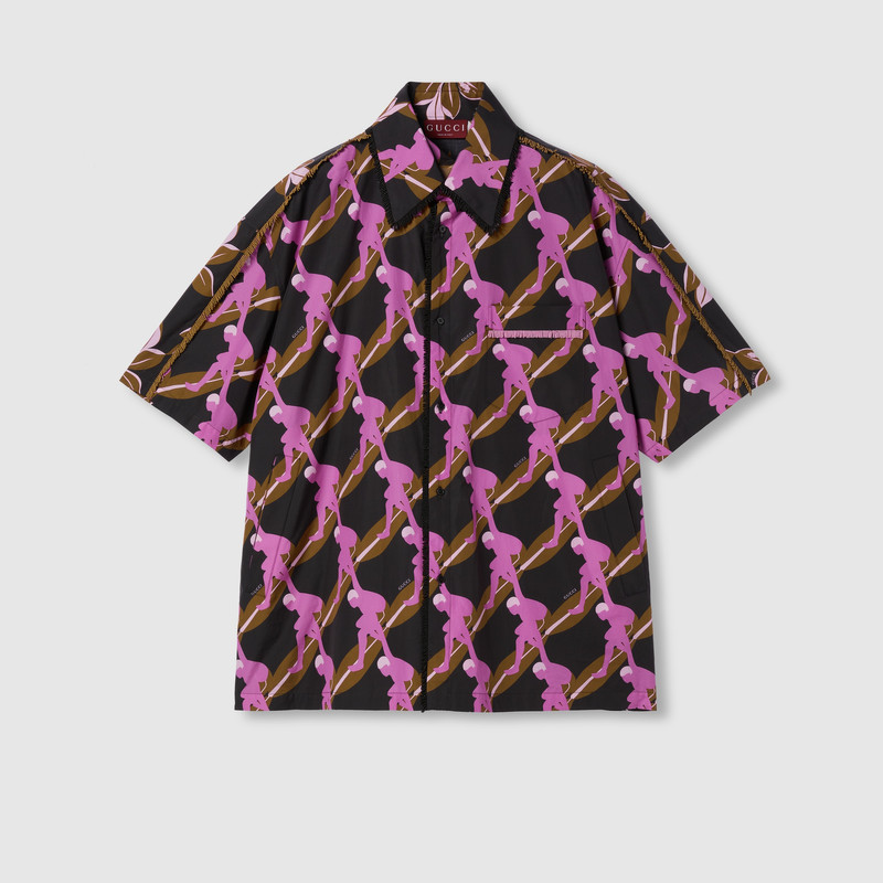 Printed oversize cotton poplin shirt 1