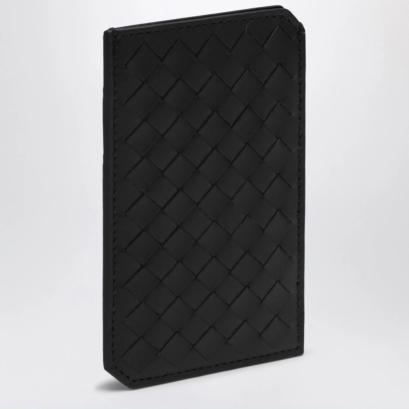 Black Intrecciato vertical card holder - 1