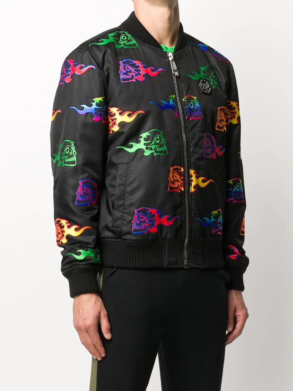 skull-embroidery bomber jacket - 3