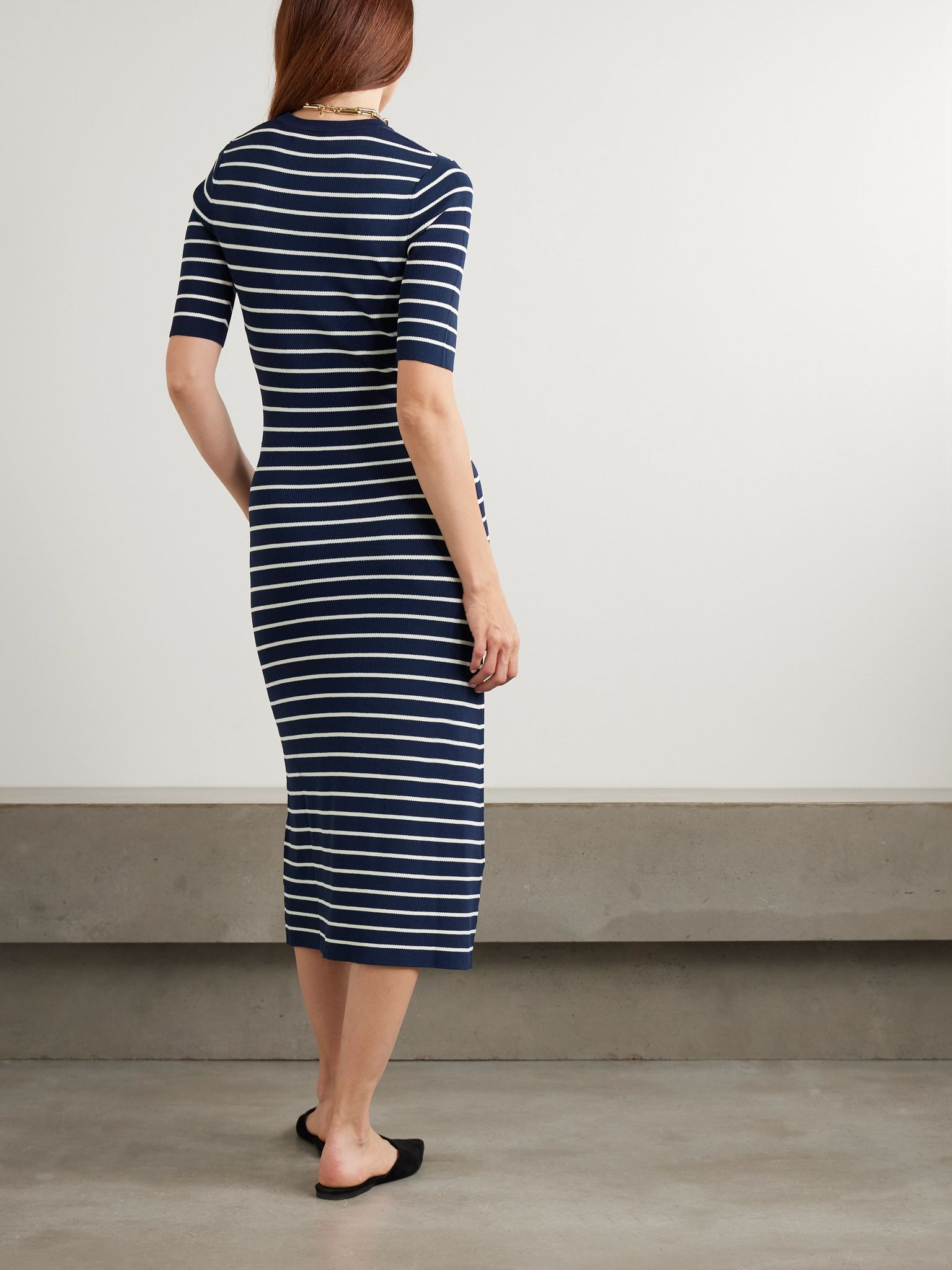 Kitty striped jersey midi dress Navy - 3