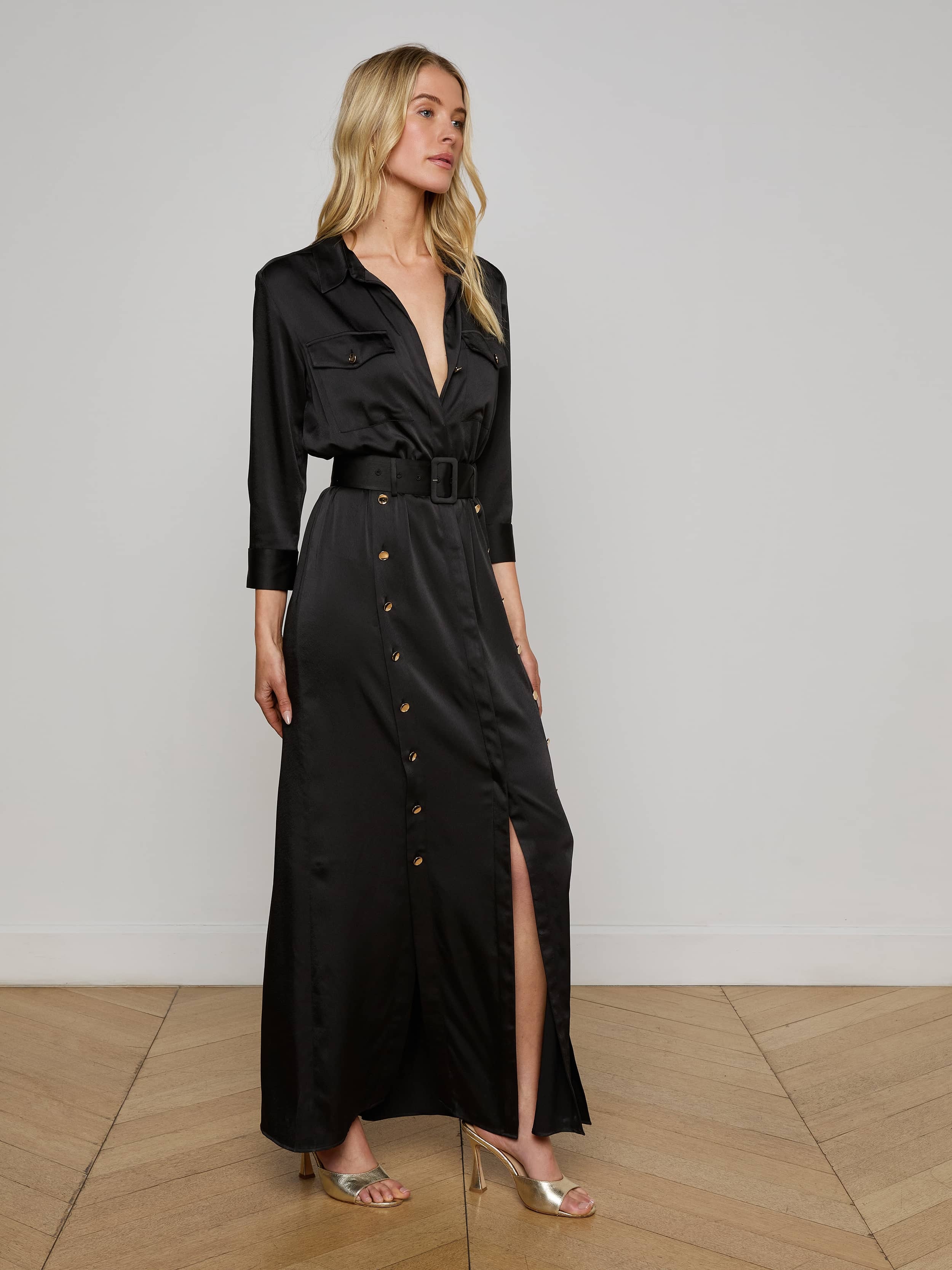 Uriah Satin Maxi Shirt Dress - 5