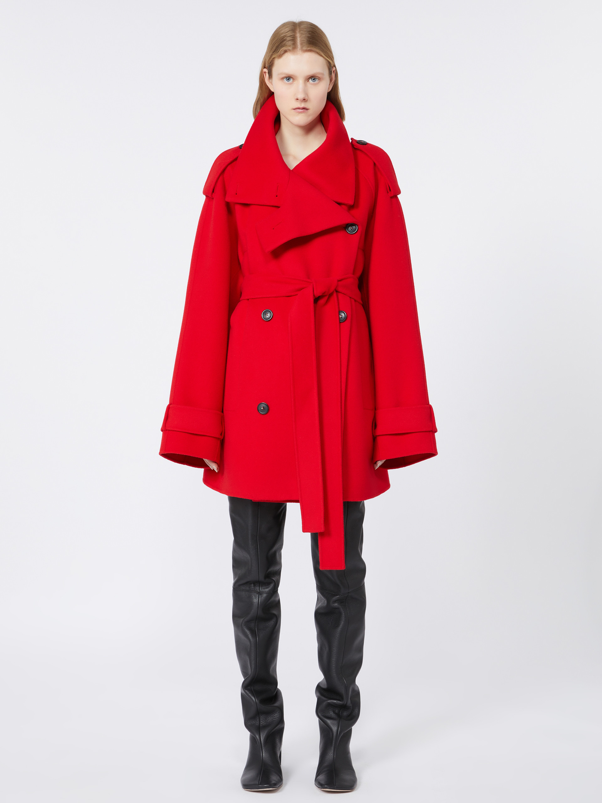 BOUQUET1234 Short trench coat in wool - RUNWAY - 3