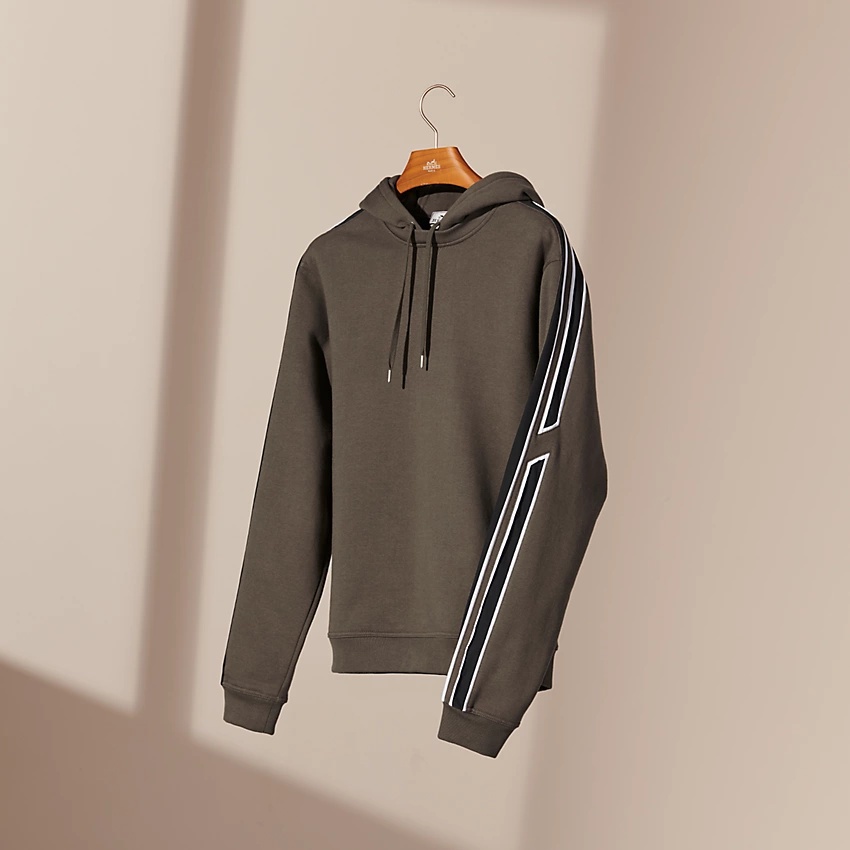 "Run H" bicolor hooded sweater - 4