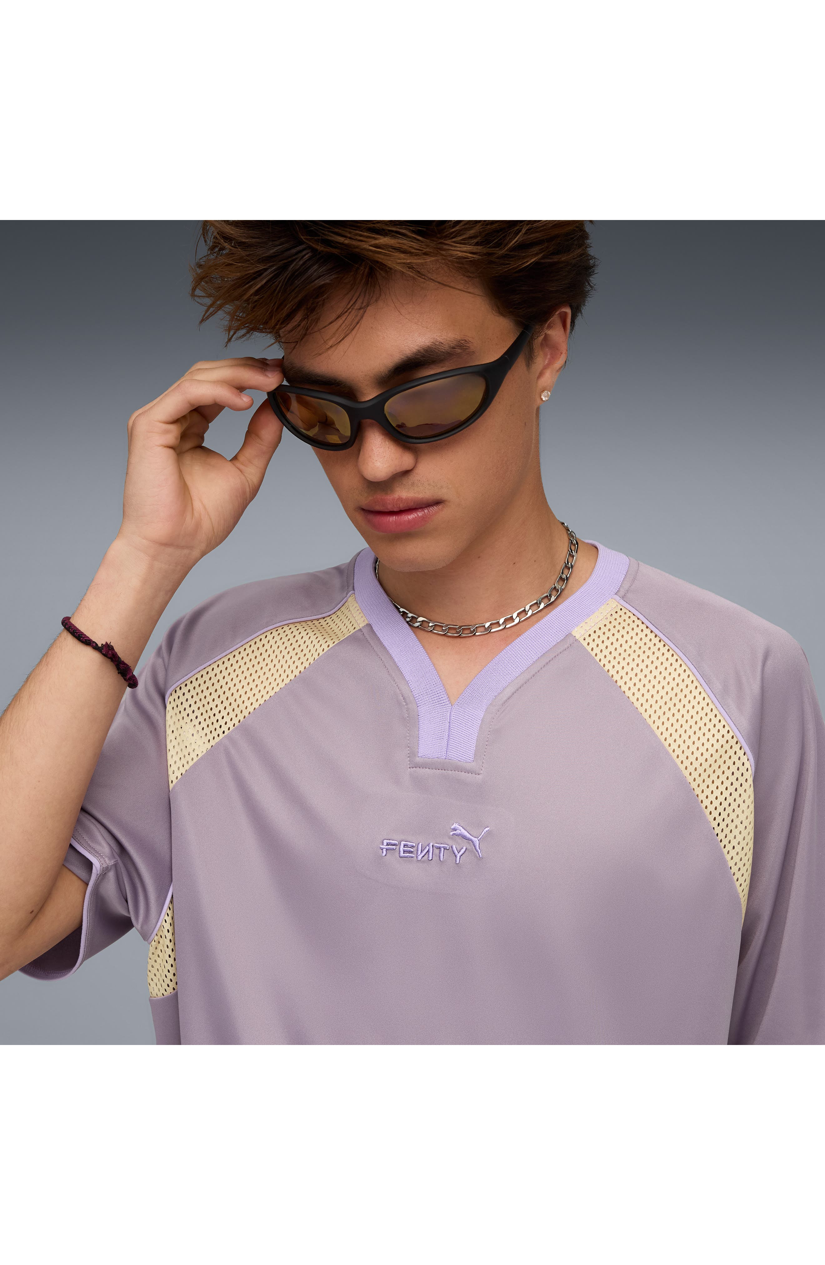 PUMA x Fenty Mesh Inset Raglan Sleeve T-Shirt in Pale Plum at Nordstrom - 7