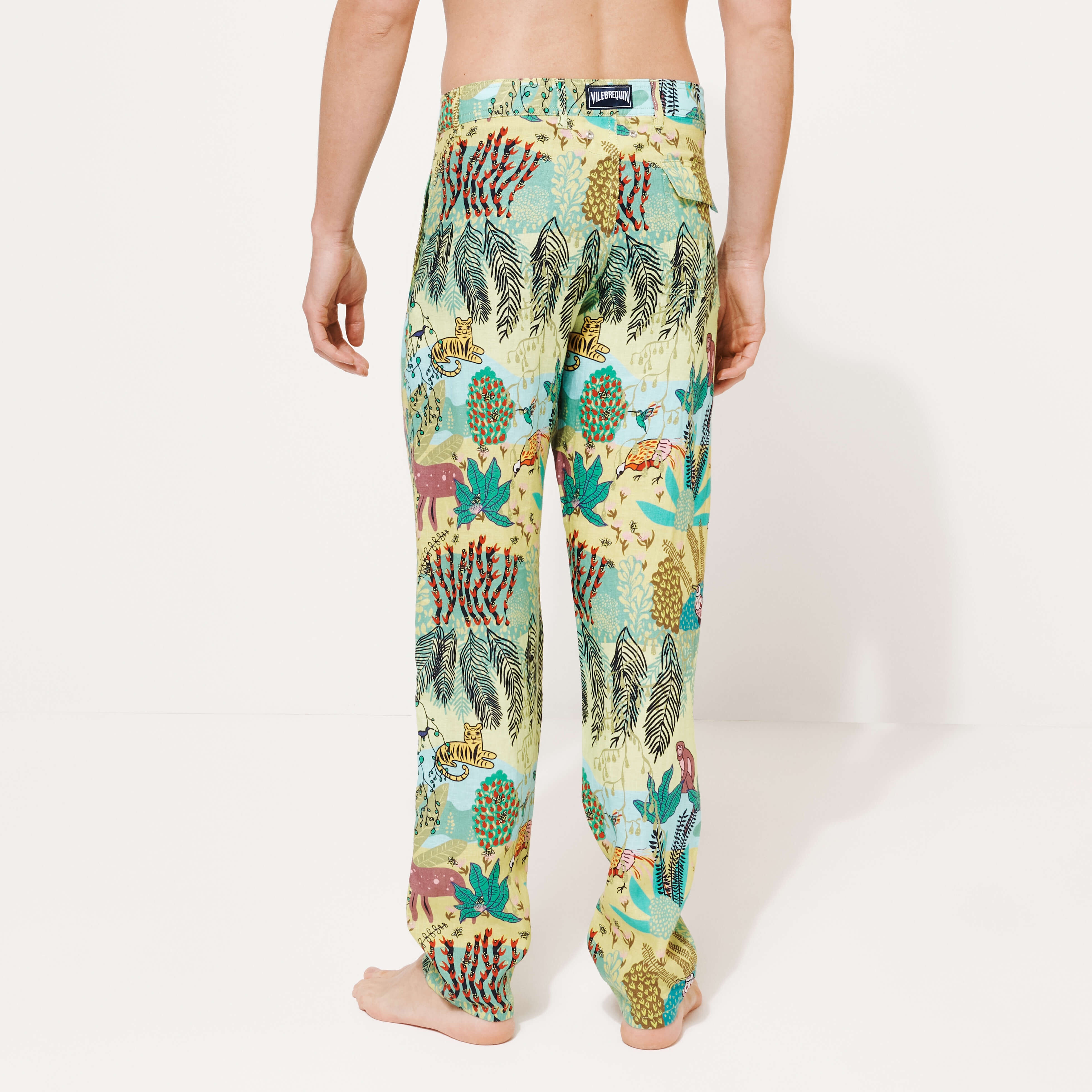 Men Printed Linen Pants Jungle Rousseau - 6