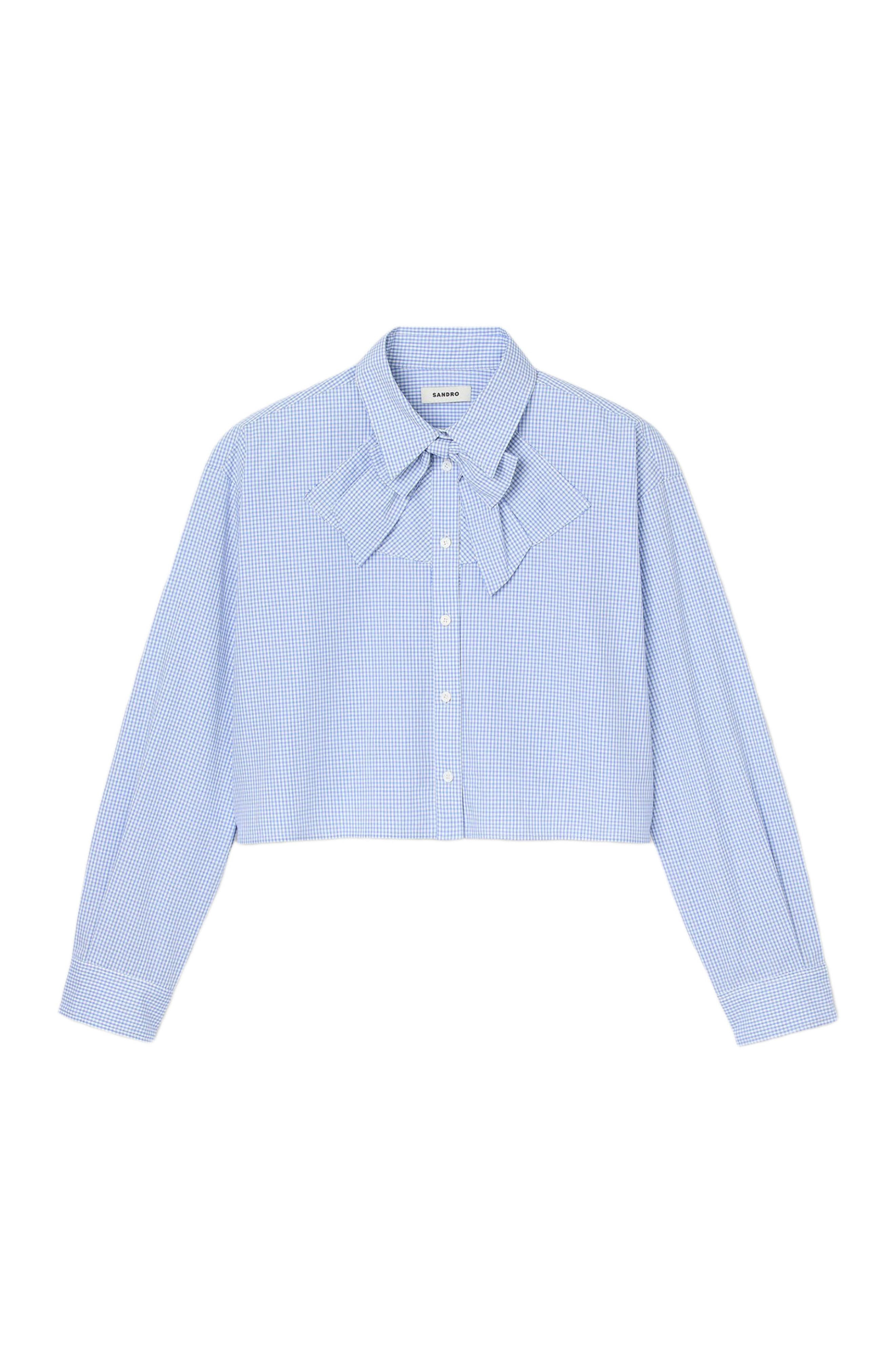 SANDRO Bow collar shirt in Ciel /Blanc at Nordstrom - 5