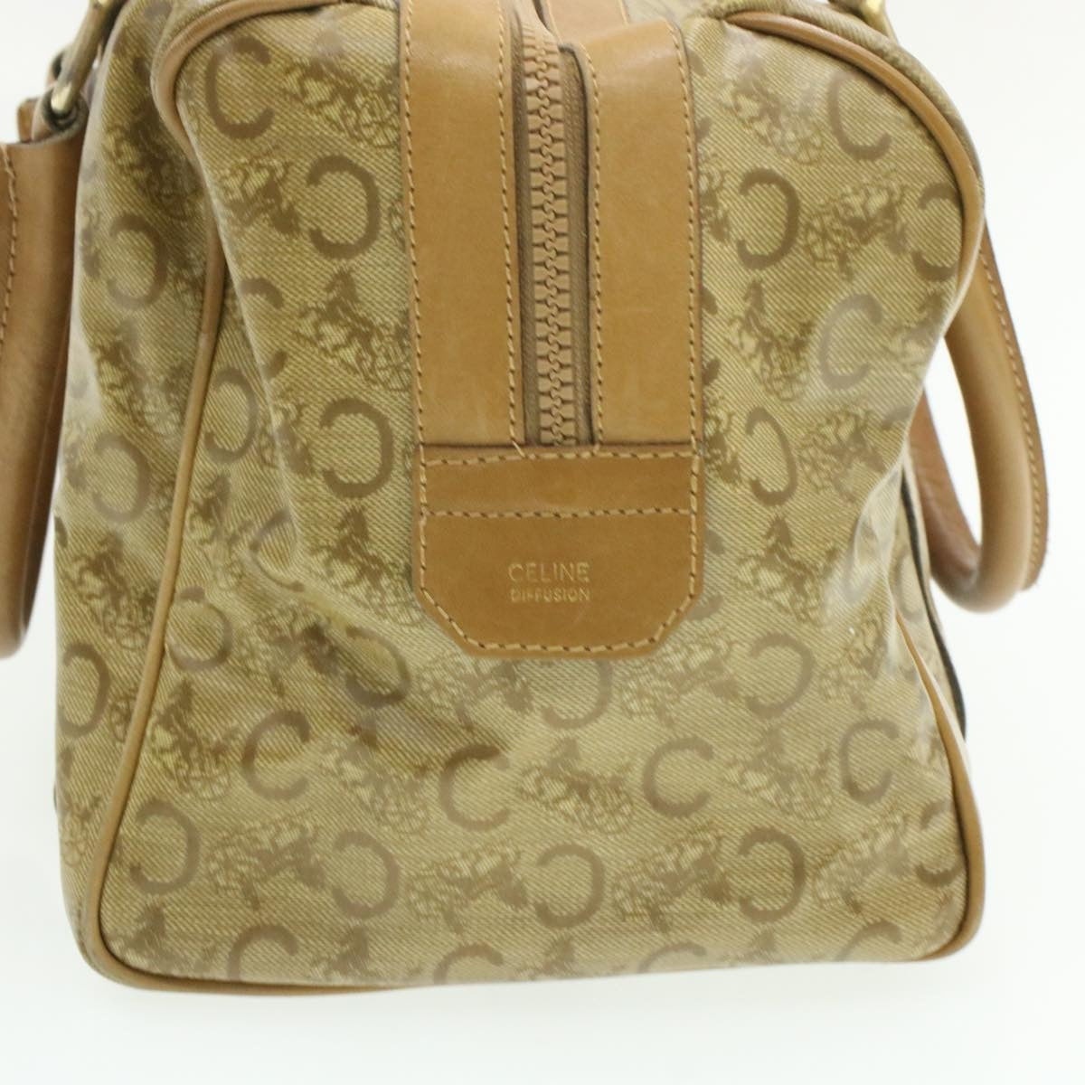 CELINE C Macadam Horse Carriage Hand Bag Pvc Leather Beige - 4