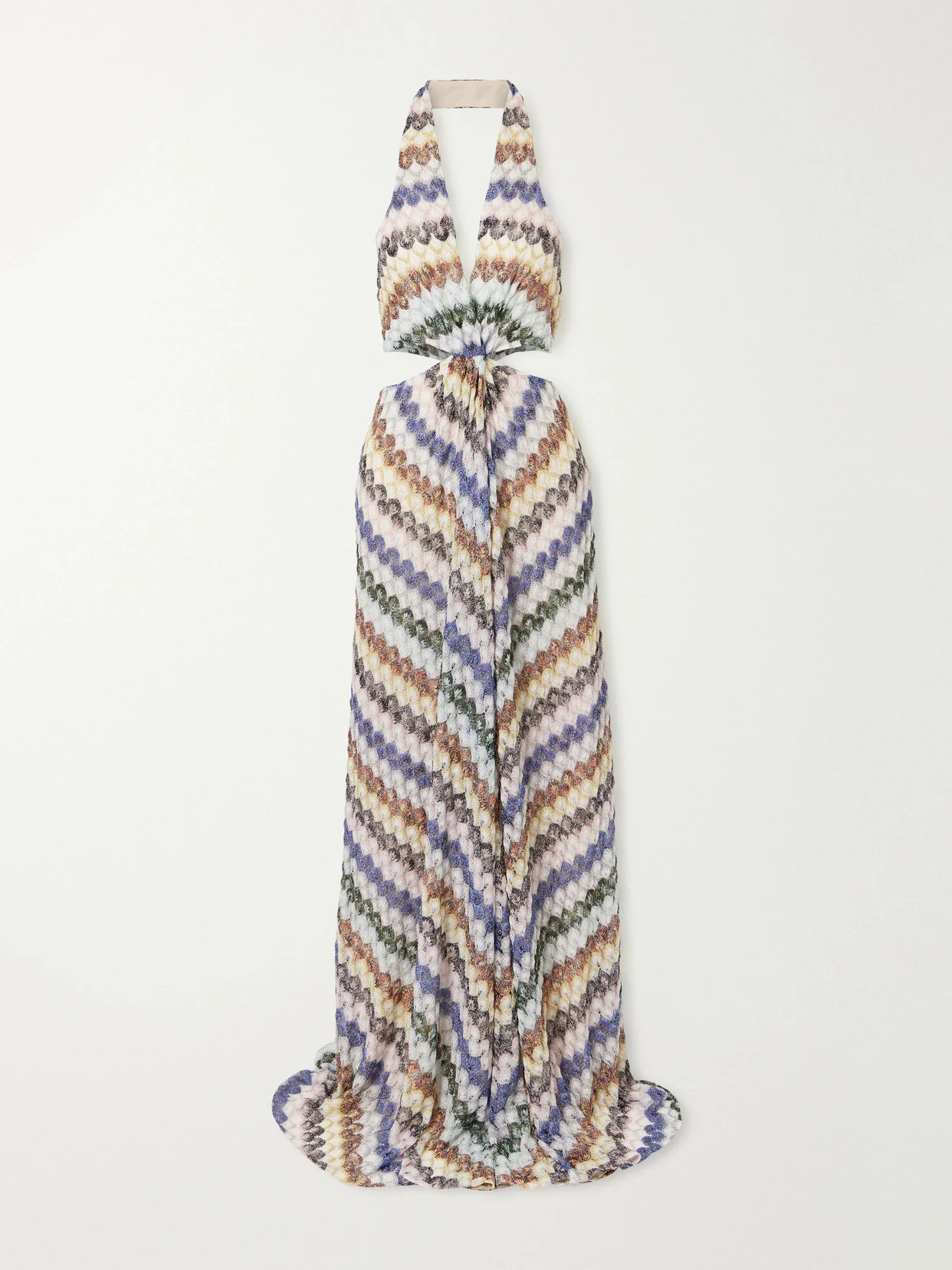 Striped Metallic Crochet Maxi Dress - 1