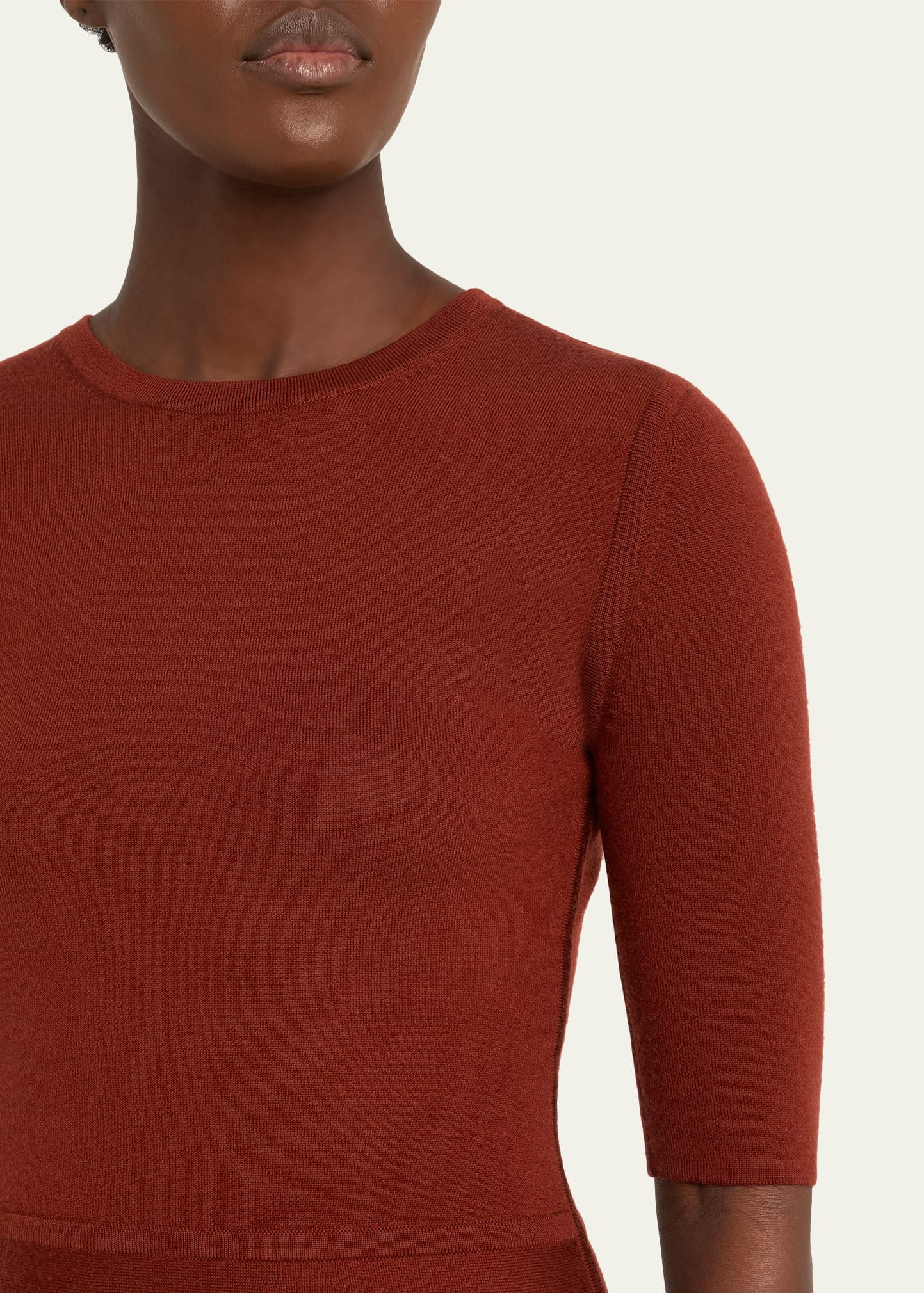 Seymore Wool-Cashmere Short-Sleeve Midi Dress - 5