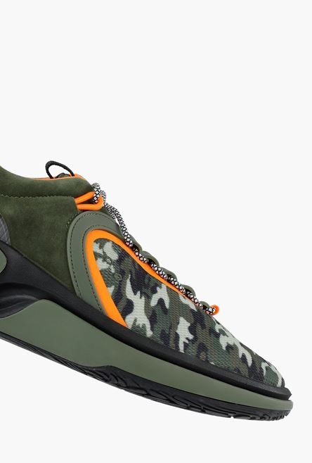 Khaki and orange camouflage suede and mesh B-Runner sneakers - 6