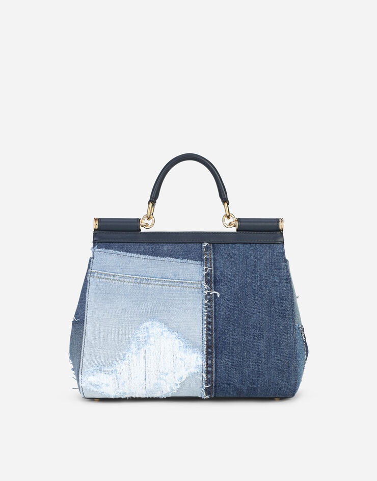 Medium Sicily bag in patchwork denim and calfskin - 4