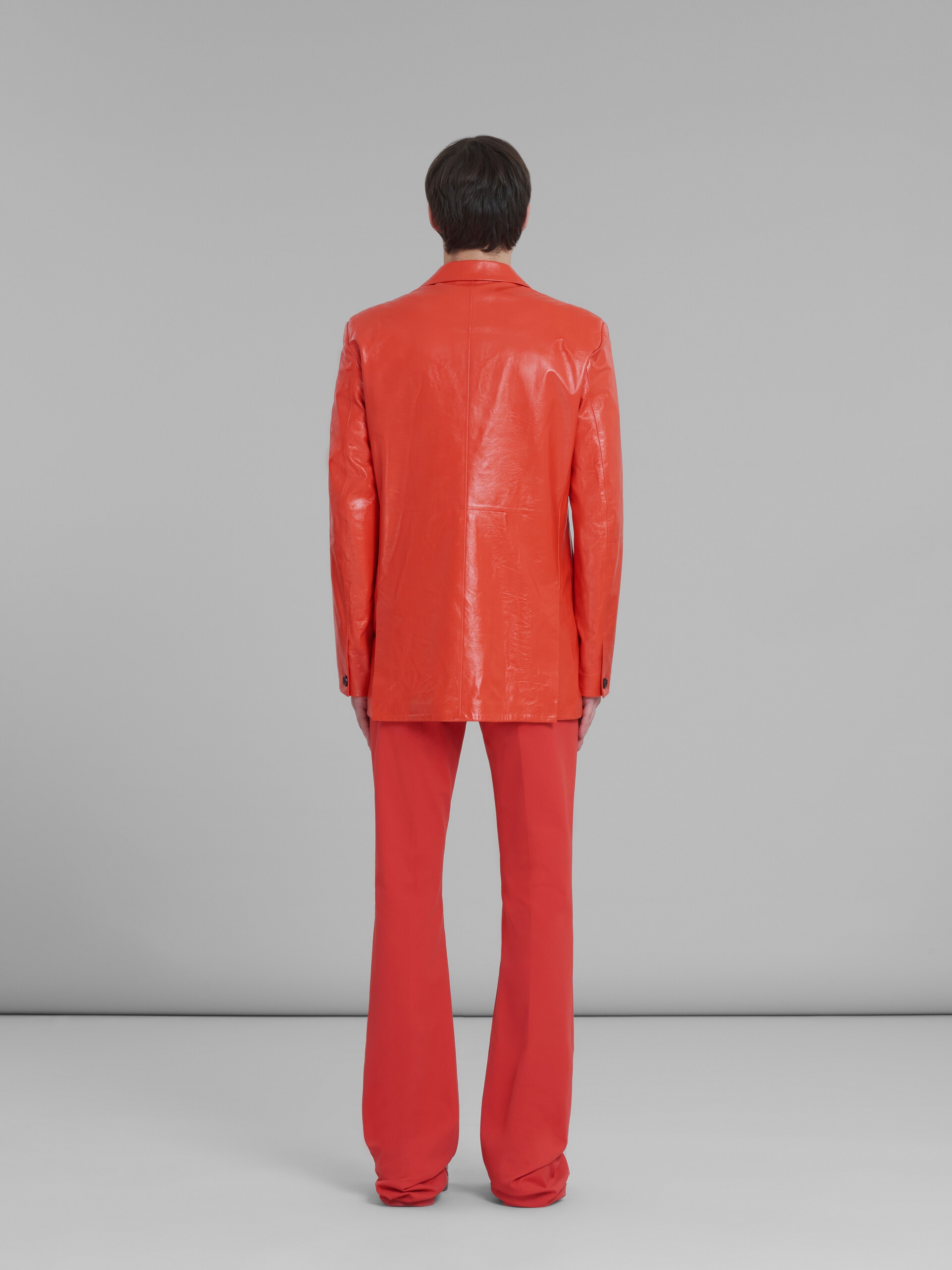 RED SINGLE-BREASTED BLAZER IN ULTRALIGHT NAPLAK LEATHER - 3
