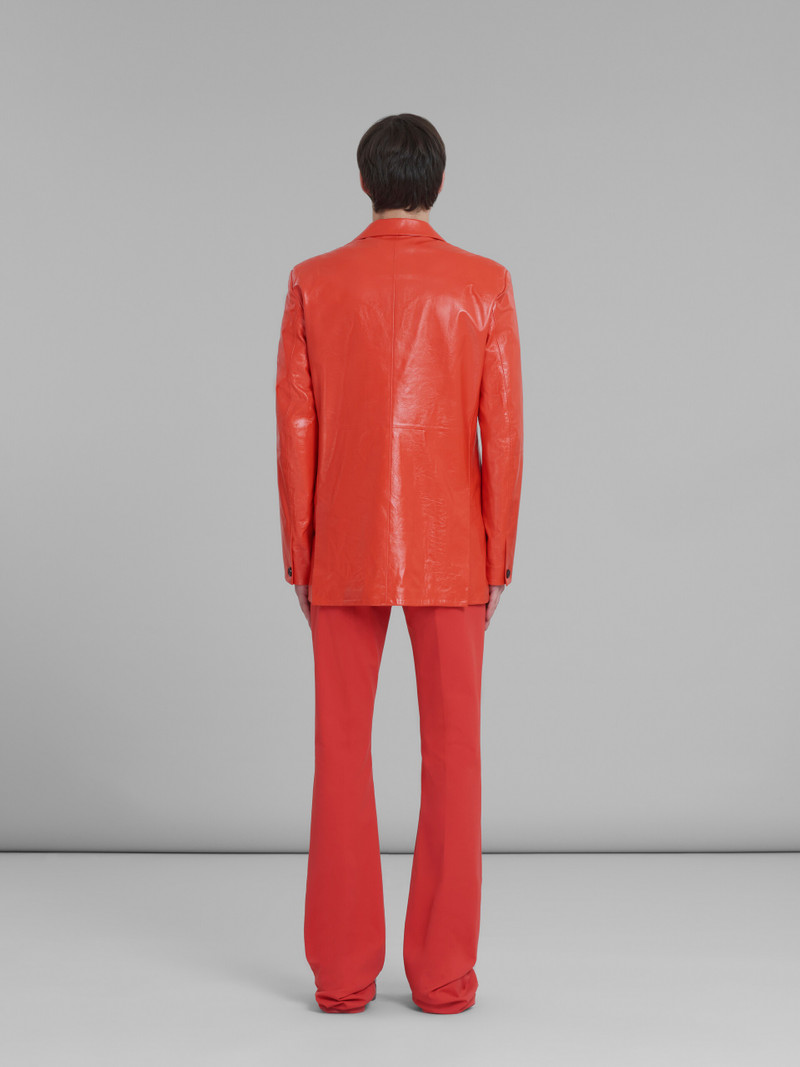 RED SINGLE-BREASTED BLAZER IN ULTRALIGHT NAPLAK LEATHER 3