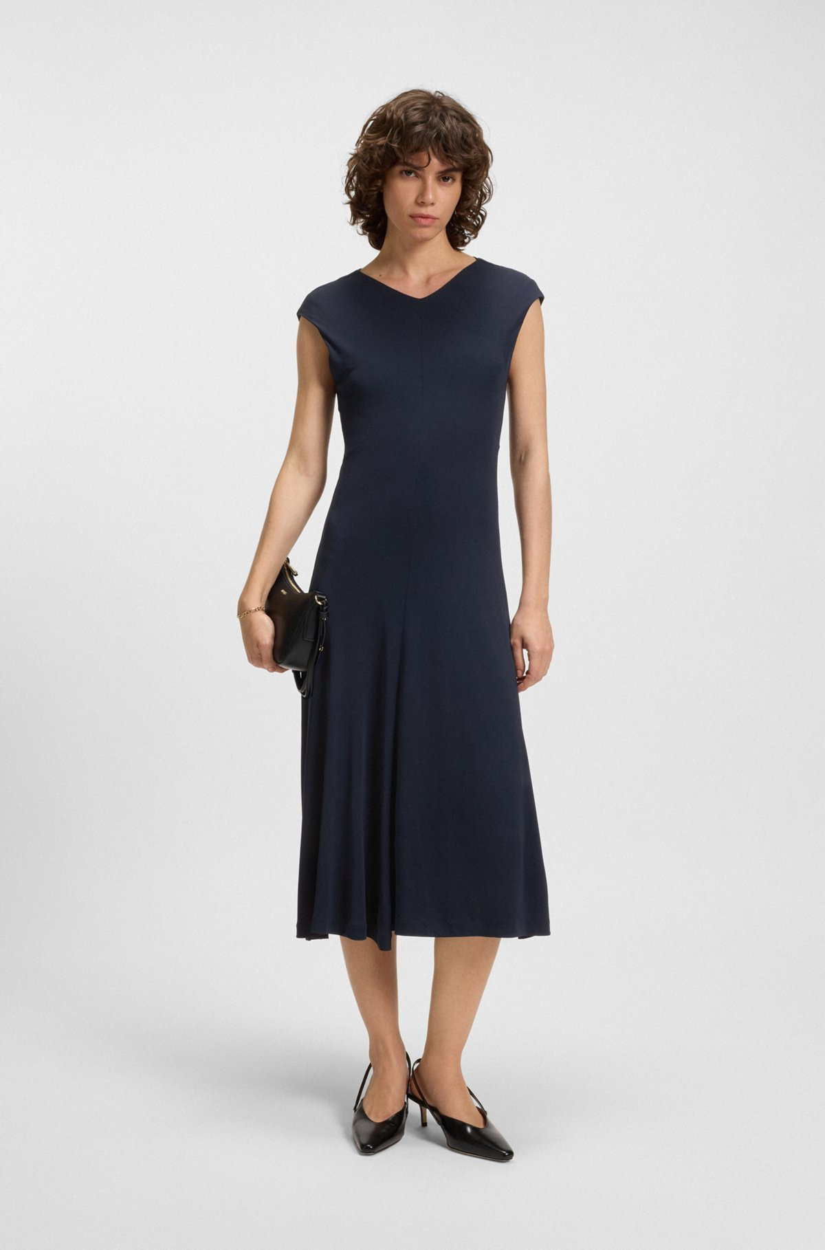 SLEEVELESS DRESS IN MATTE JERSEY WITH SEAMING DETAILS - 3