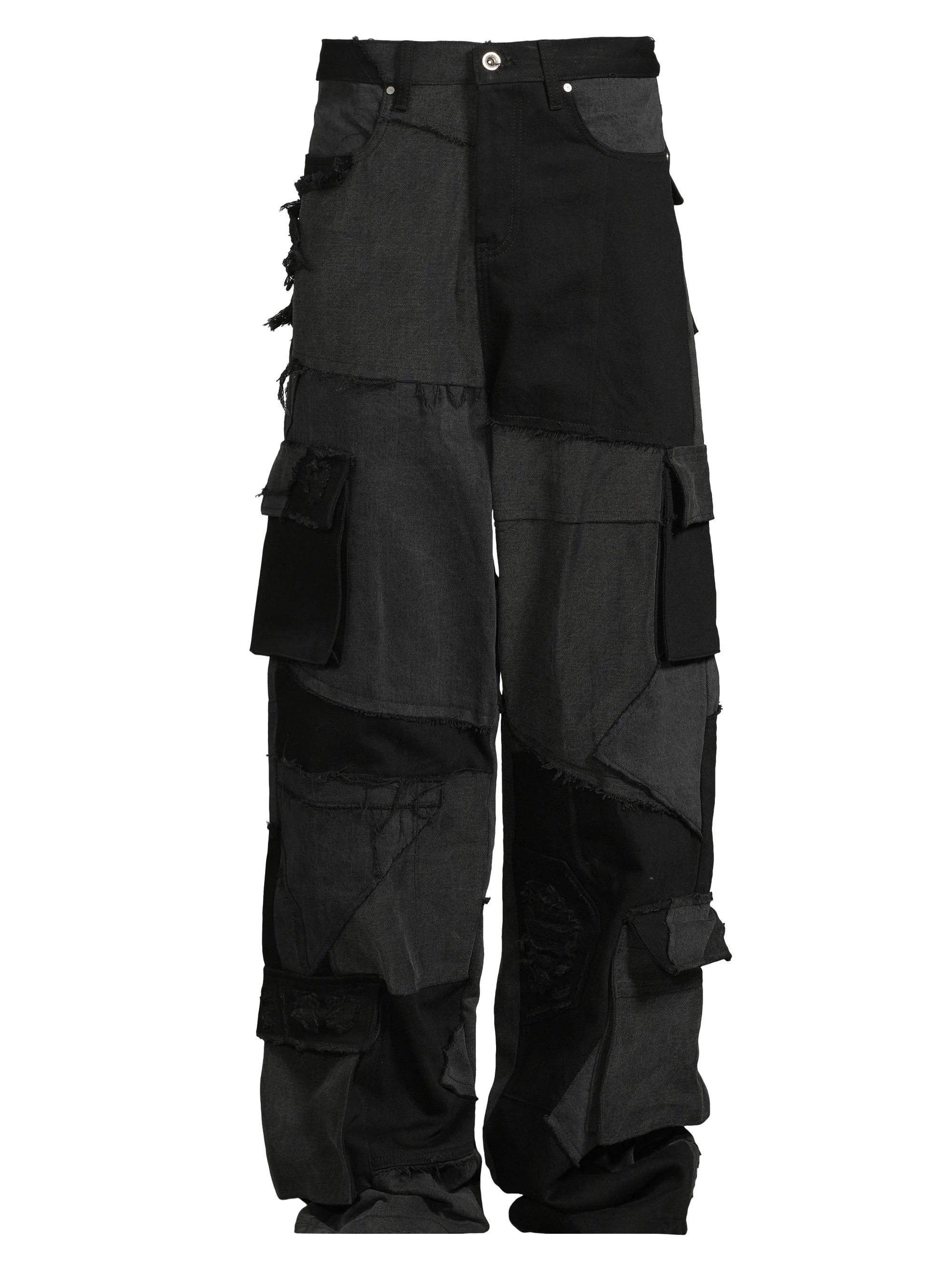 Men's Destroyed Paneled Cargo Pants - Coal - 1