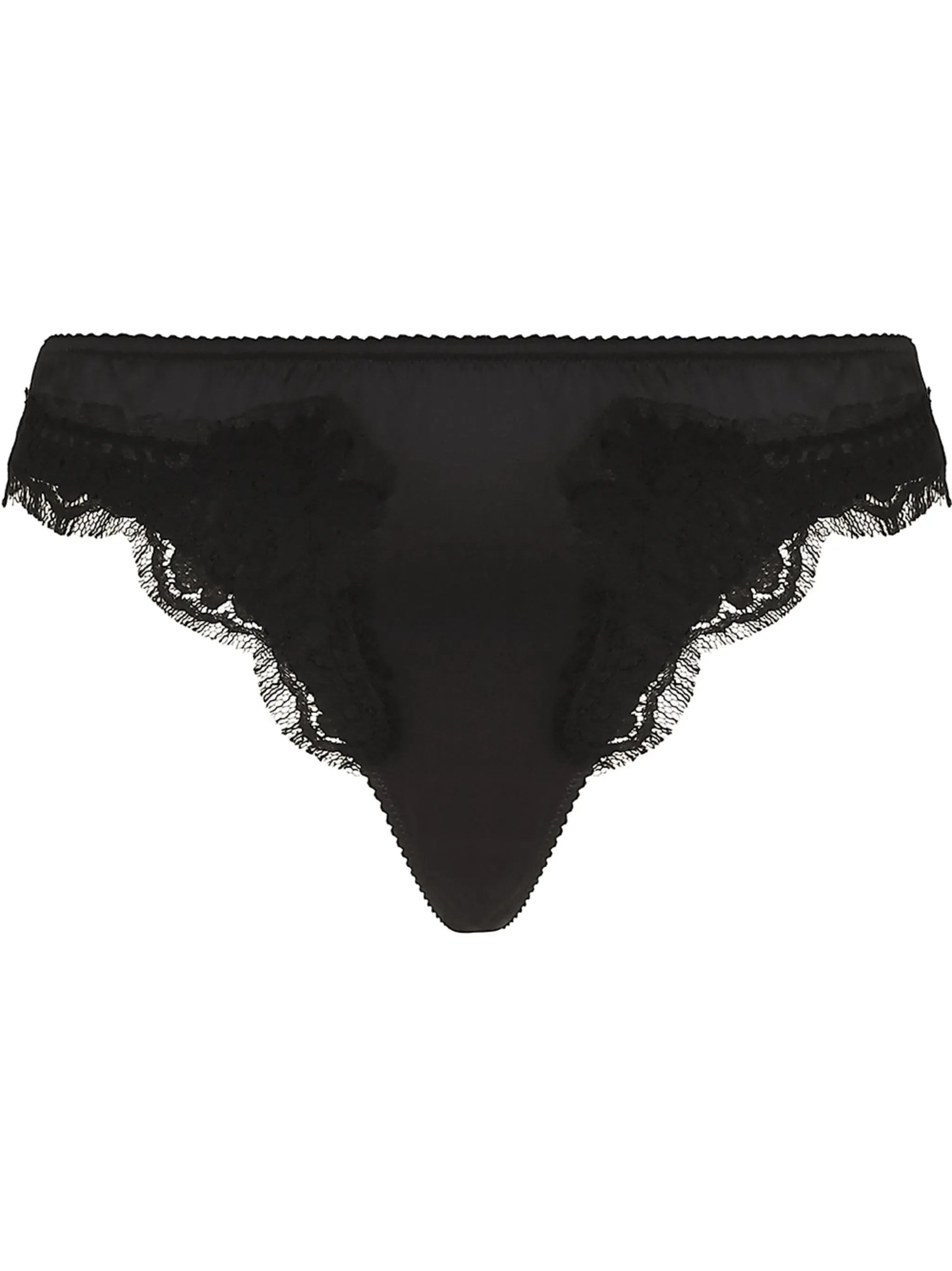 lace-trim satin thong - 1