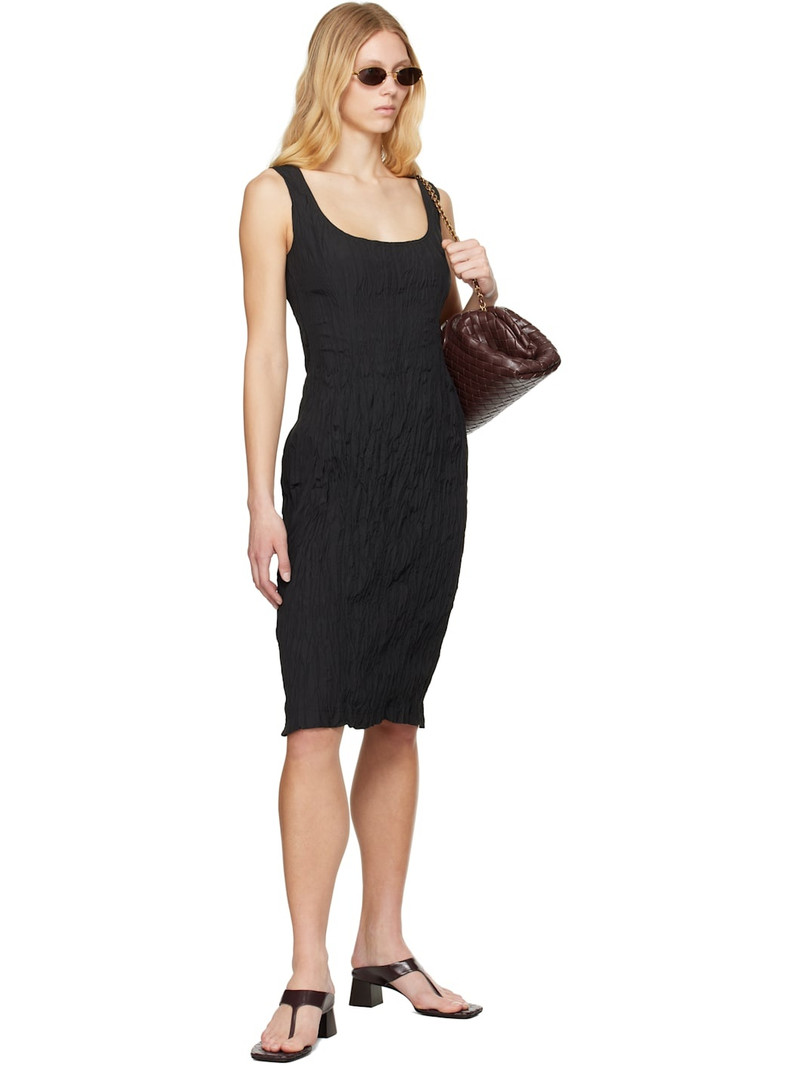 Bottega Veneta Black Crinkled Midi Dress outlook