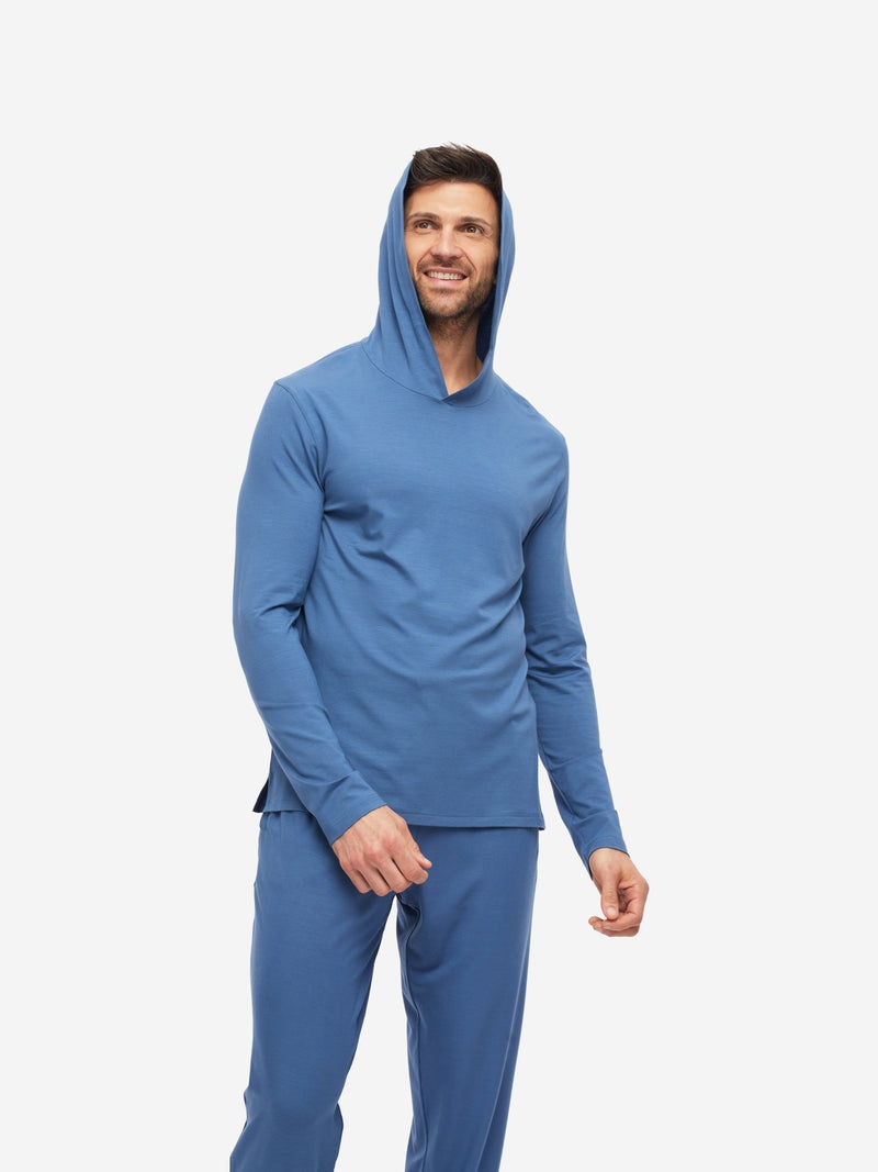 Men's Pullover Hoodie Basel Micro Modal Stretch Storm Blue - 5
