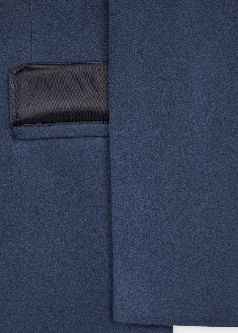 Blue Wool-Cashmere Epsom Coat 3