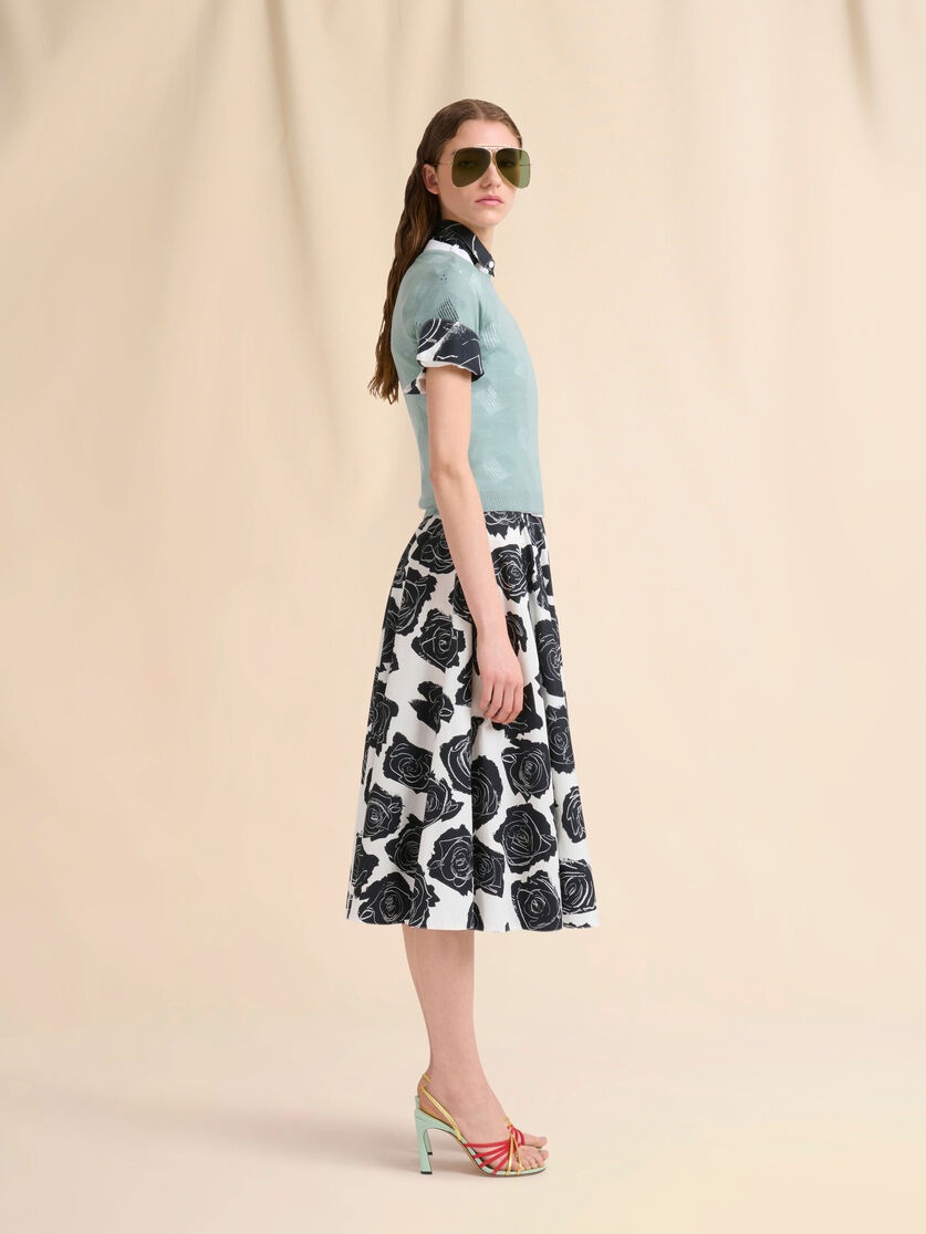 WHITE POPLIN MIDI SKIRT WITH LUNA PRINT - 5