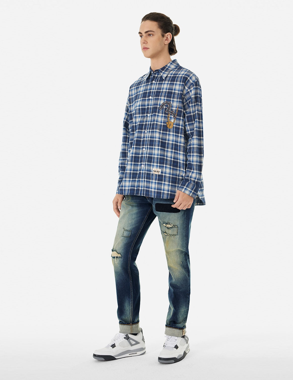 Logo Print and Seagull Embroidery Carrot Fit Jeans #2017 - 4