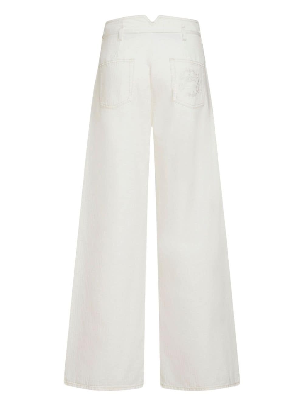 belted high-rise wide-leg jeans - 7