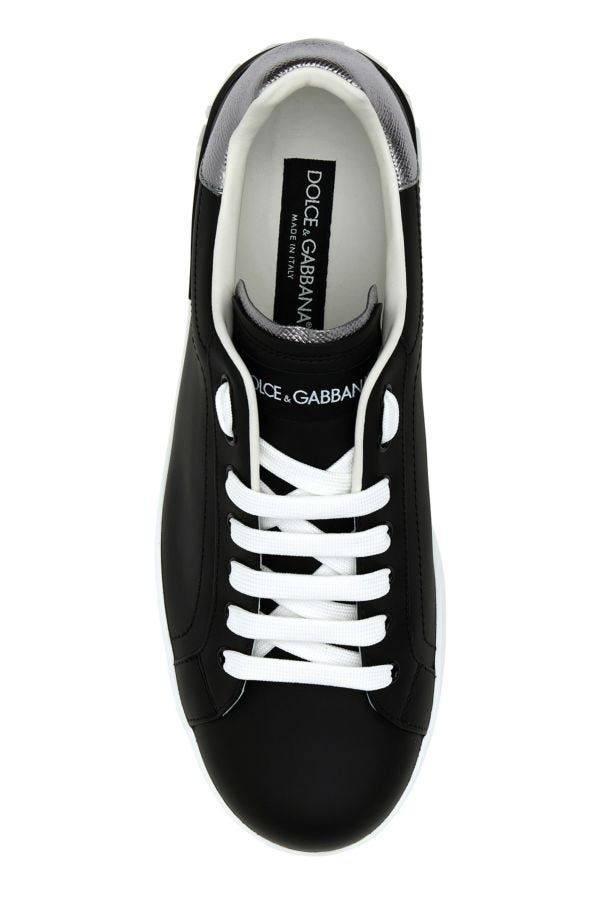 Black nappa leather Portofino sneakers - 4