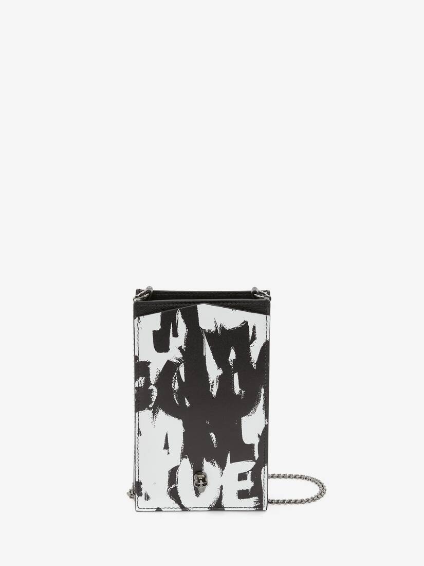 Mcqueen Graffiti Phone Case With Chain in Black/white - 1