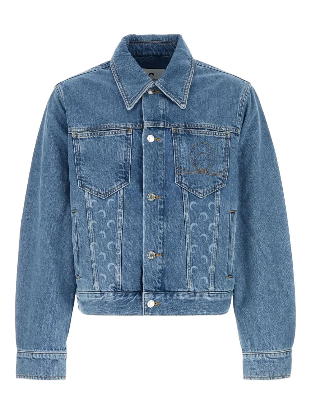 moon-print denim jacket - 1