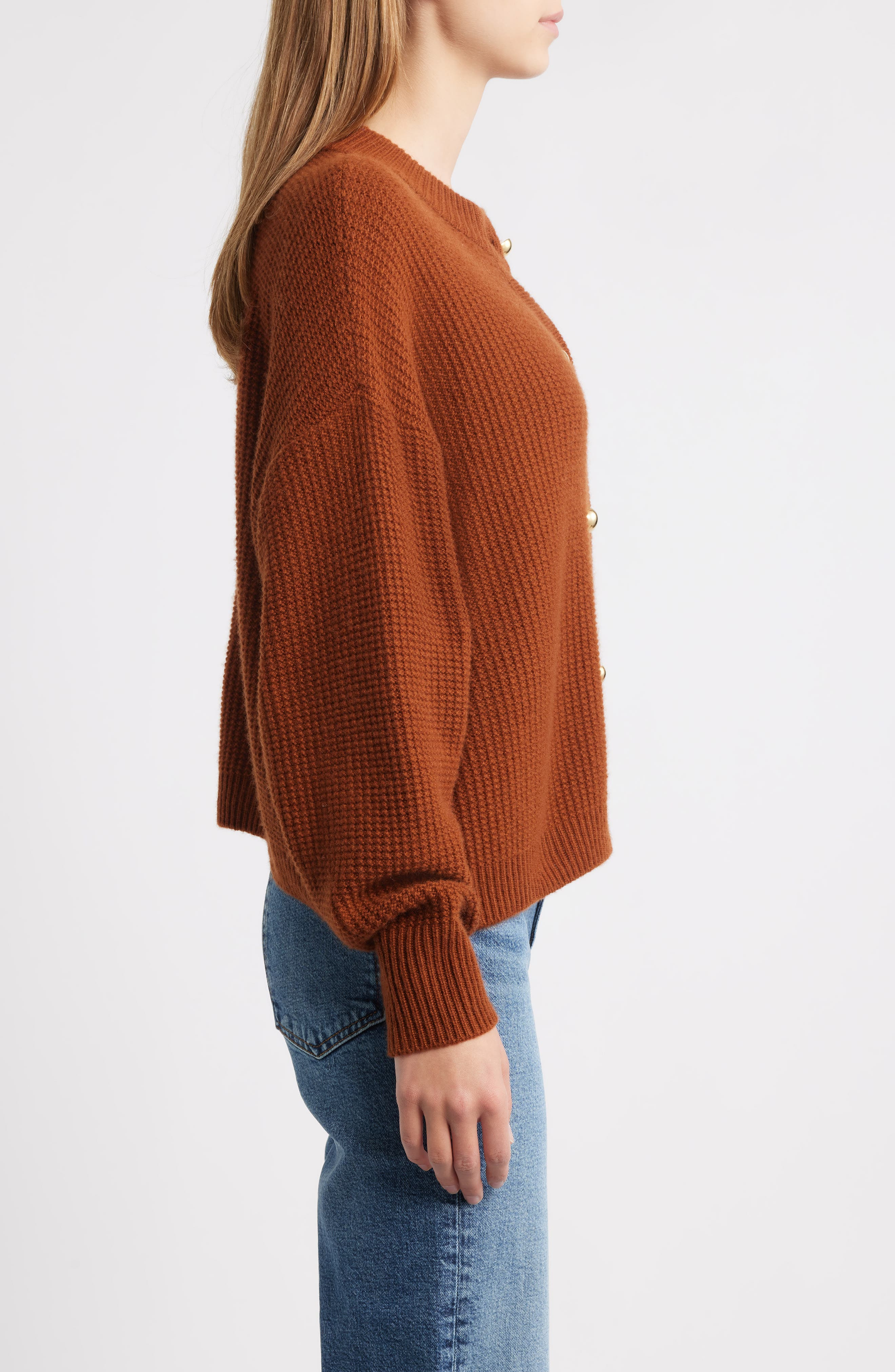 FRAME Wool & Cashmere Cardigan in Rust at Nordstrom - 3