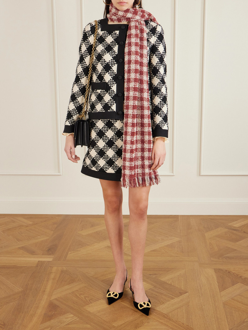 Valentino Fringed Metallic Cashmere-blend Bouclé Scarf outlook