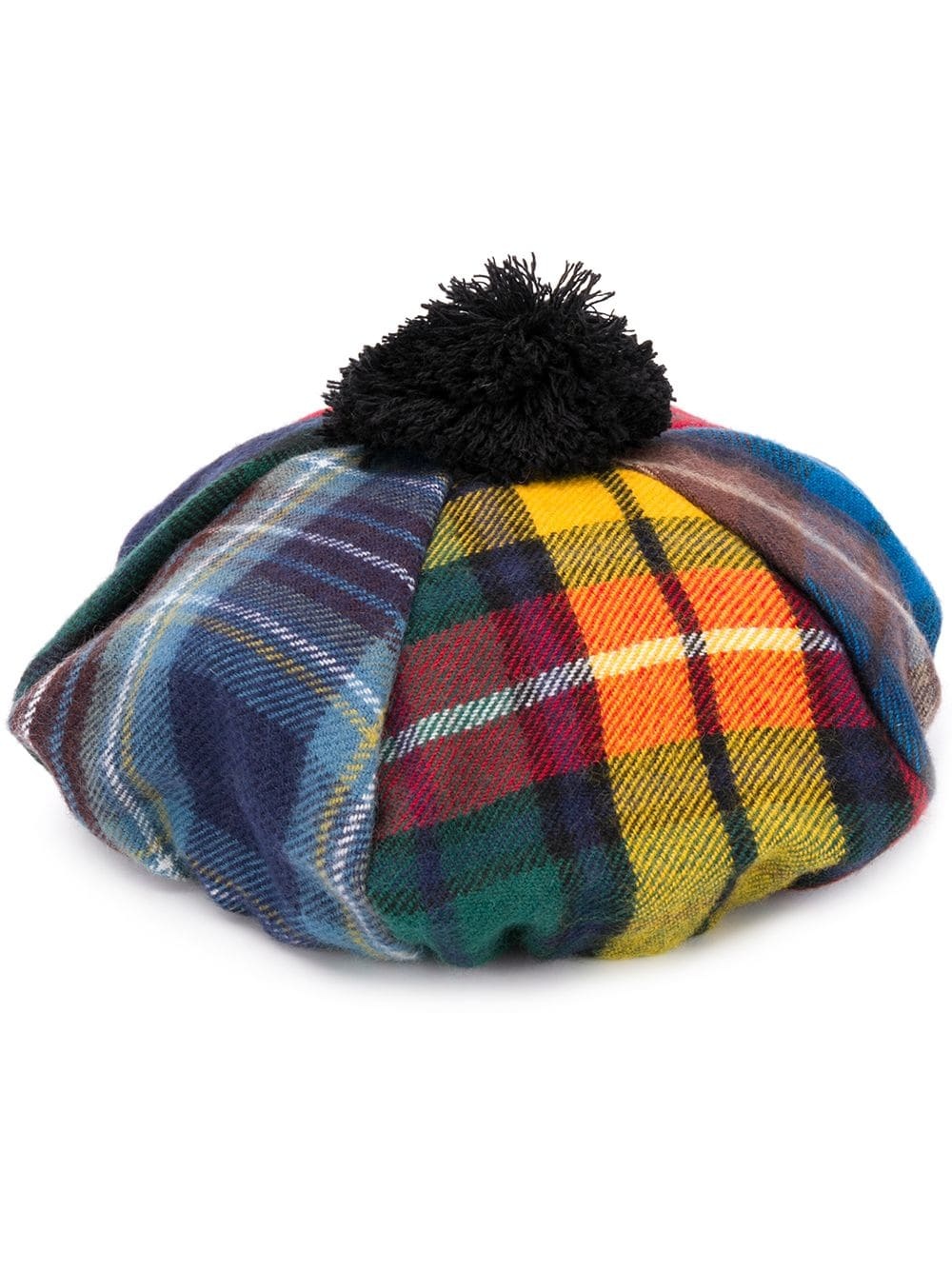 tartan-pattern beret - 1