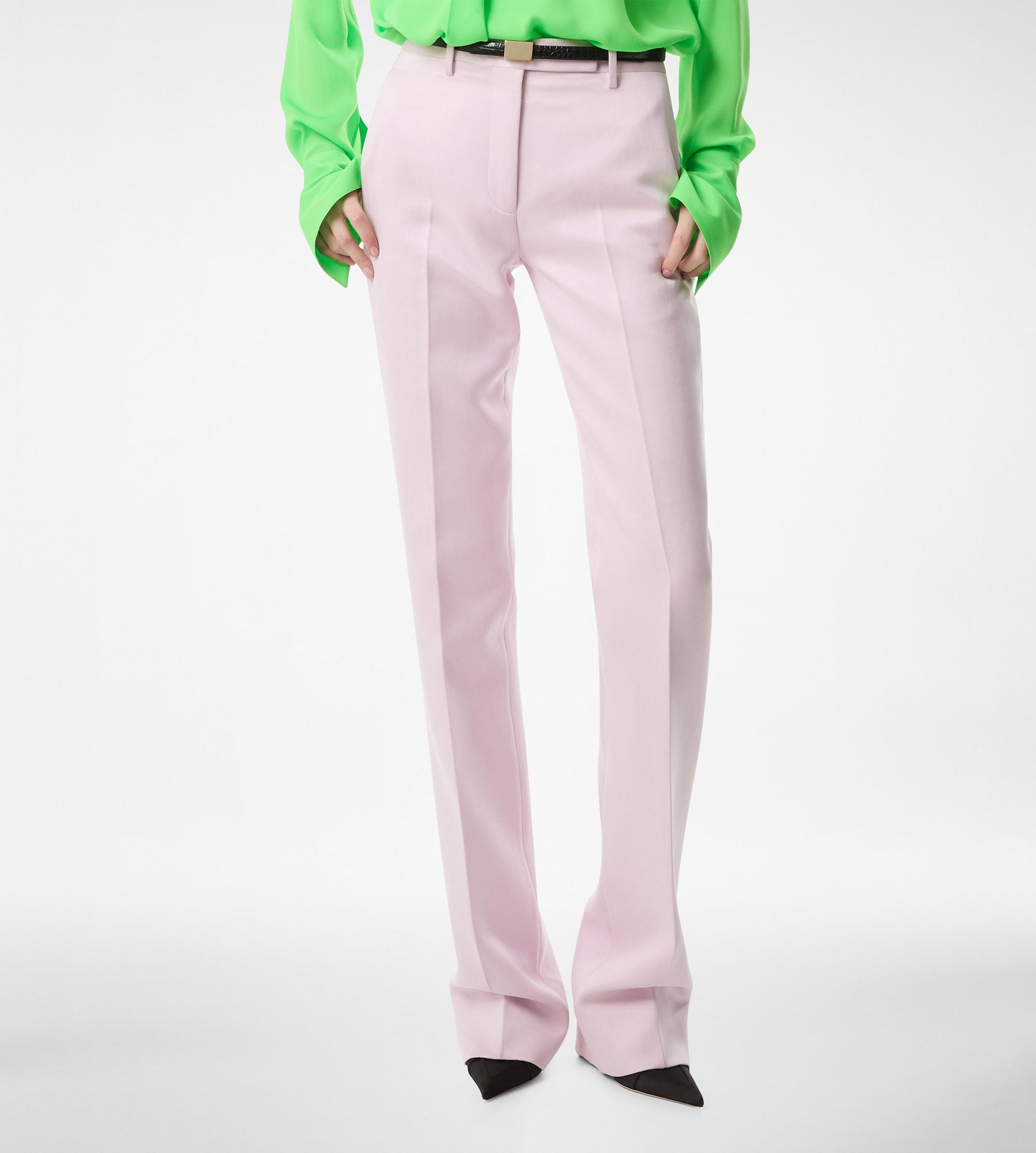 WASHED COTTON SILK BLEND DUCHESSE TAILORED STRAIGHT PANTS - 4