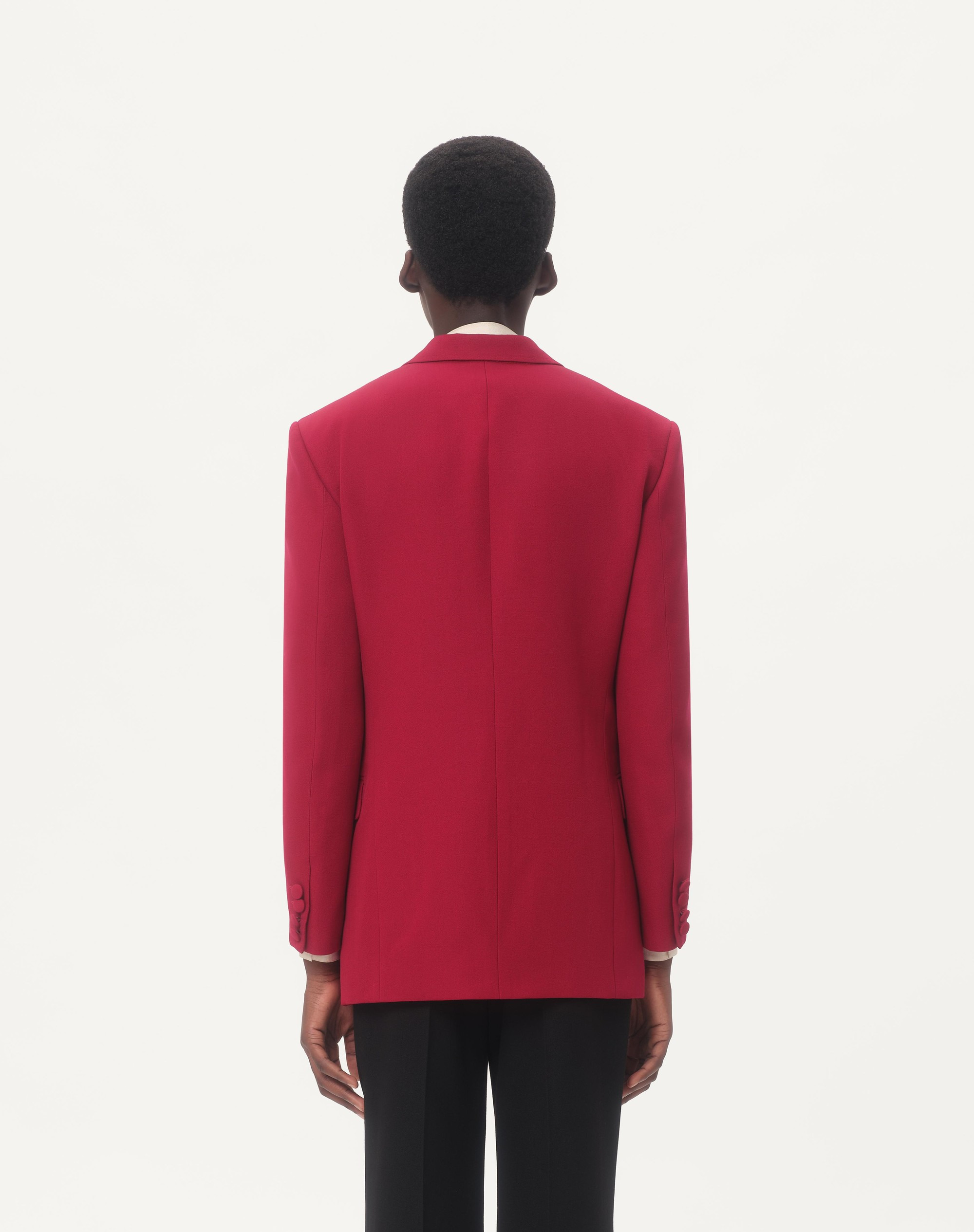 DOUBLE-BREASTED GRAIN DE POUDRE WOOL JACKET - 8