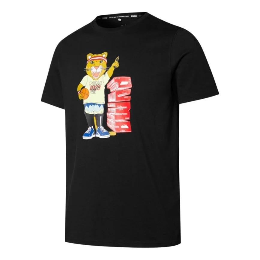 PUMA Dylan Logo Printing Sports Short Sleeve Black 532730-06 - 1