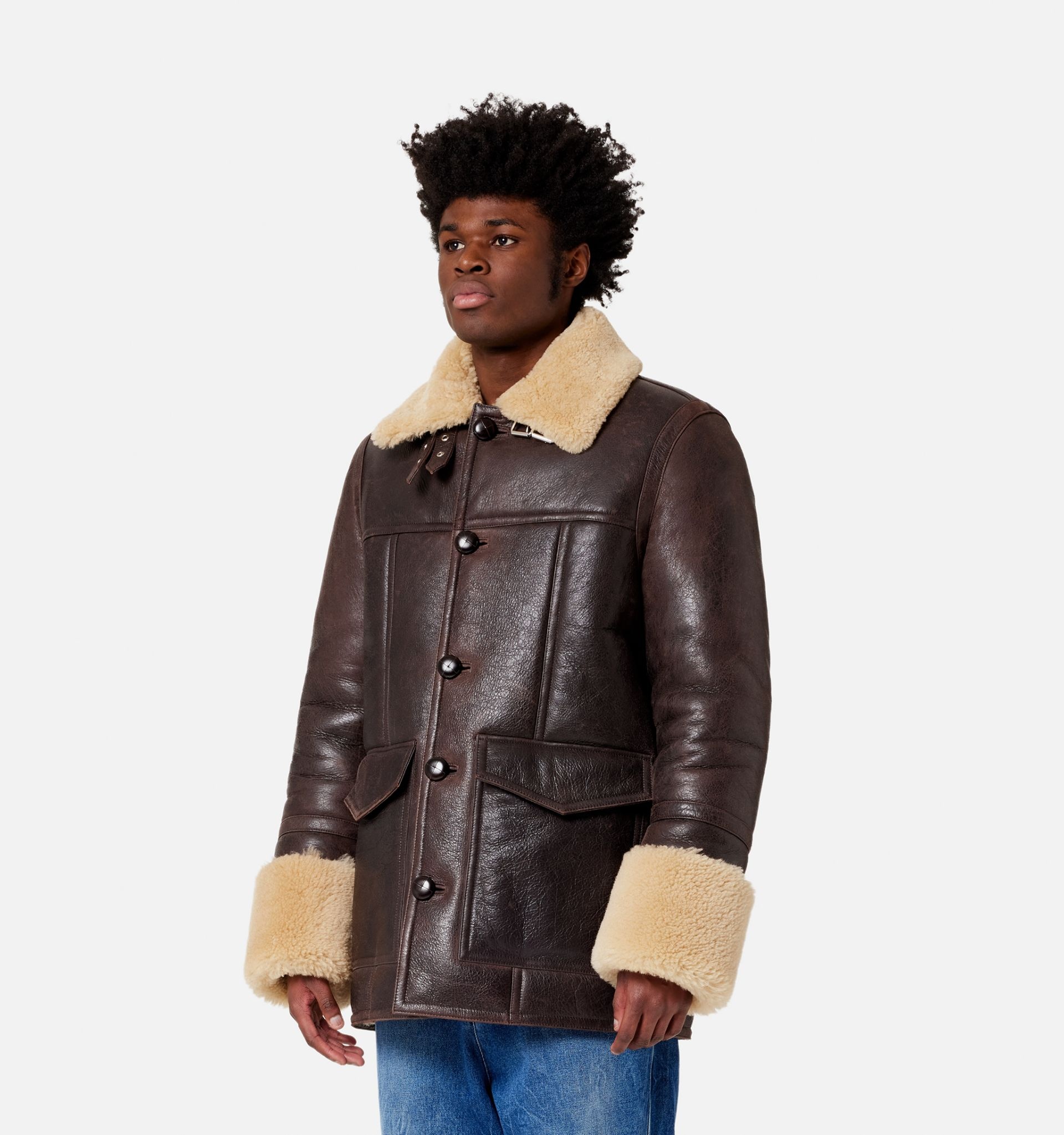 Shearling Buttoned Jacket - 4