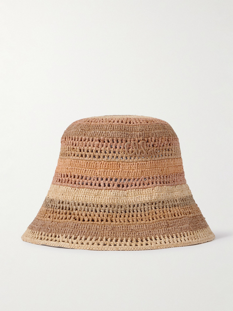 Sunset Embroidered Striped Raffia Hat 1