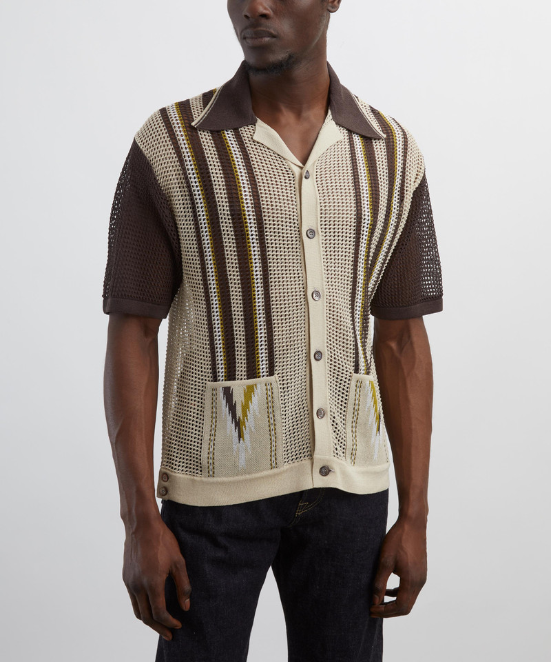 Kapital Tennessee Mesh Knit Cuban Polo Shirt outlook