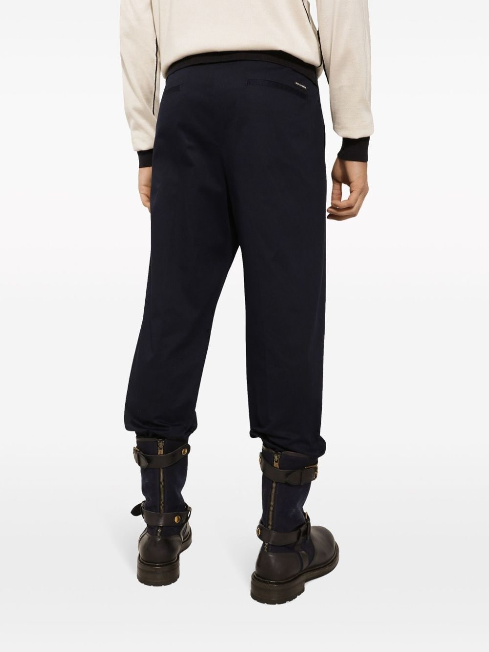 logo-tag cotton-blend tapered trousers - 5