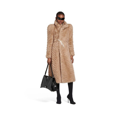 BALENCIAGA Round Shoulder Fitted Coat in Beige outlook