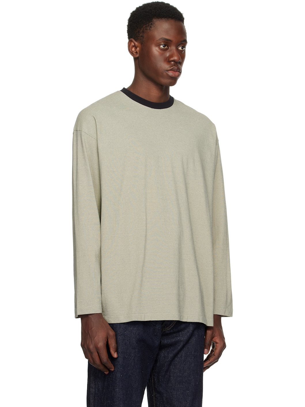 Gray Hard Twisted Stripe Jersey T-shirt - 2