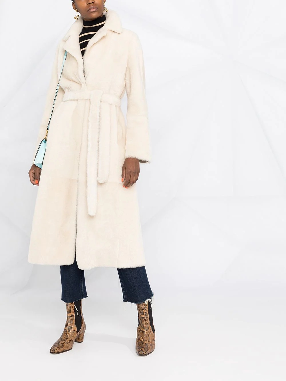 full-length shearling coat - 2