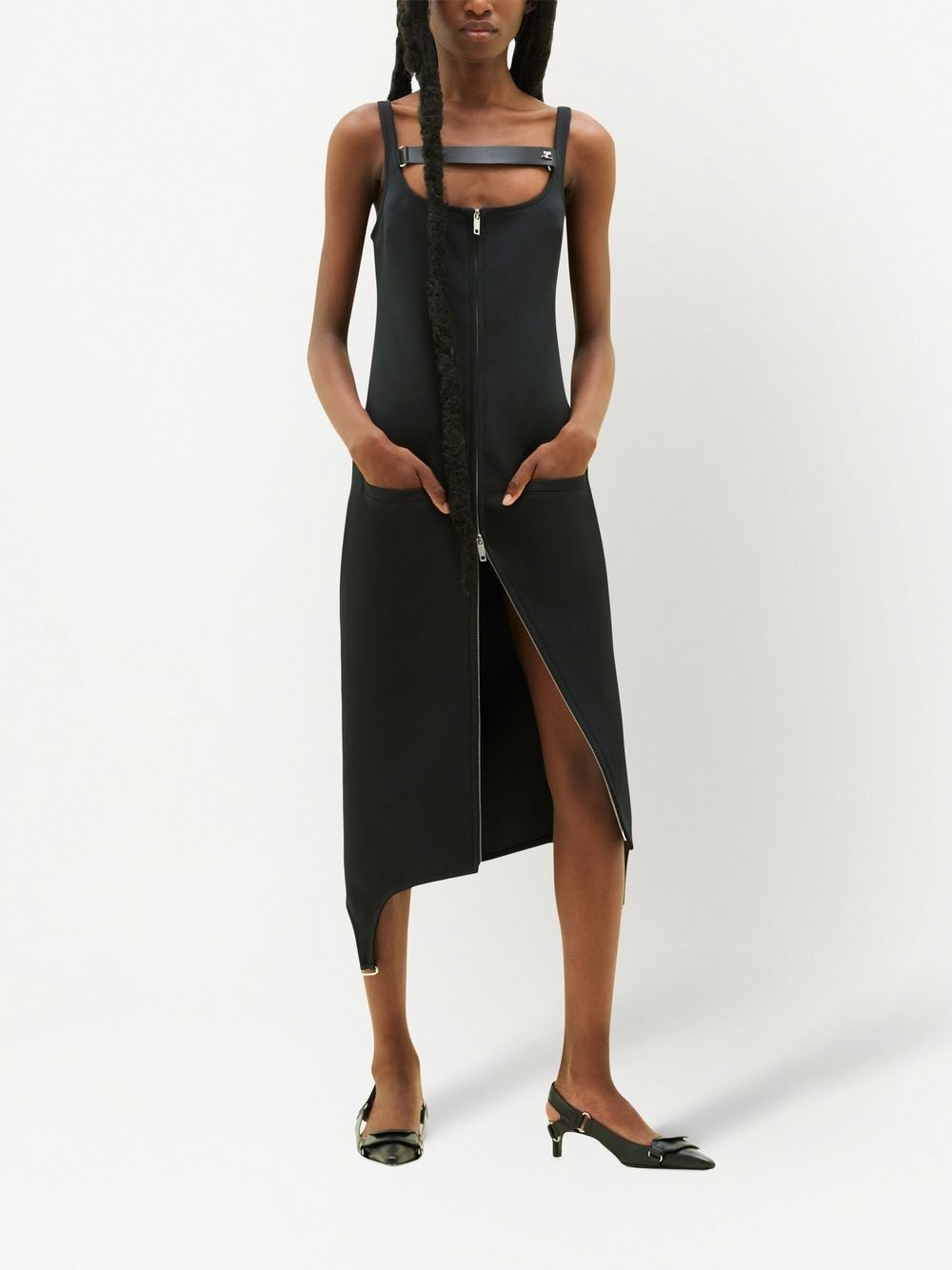strap bretelles twill long-dress - 2
